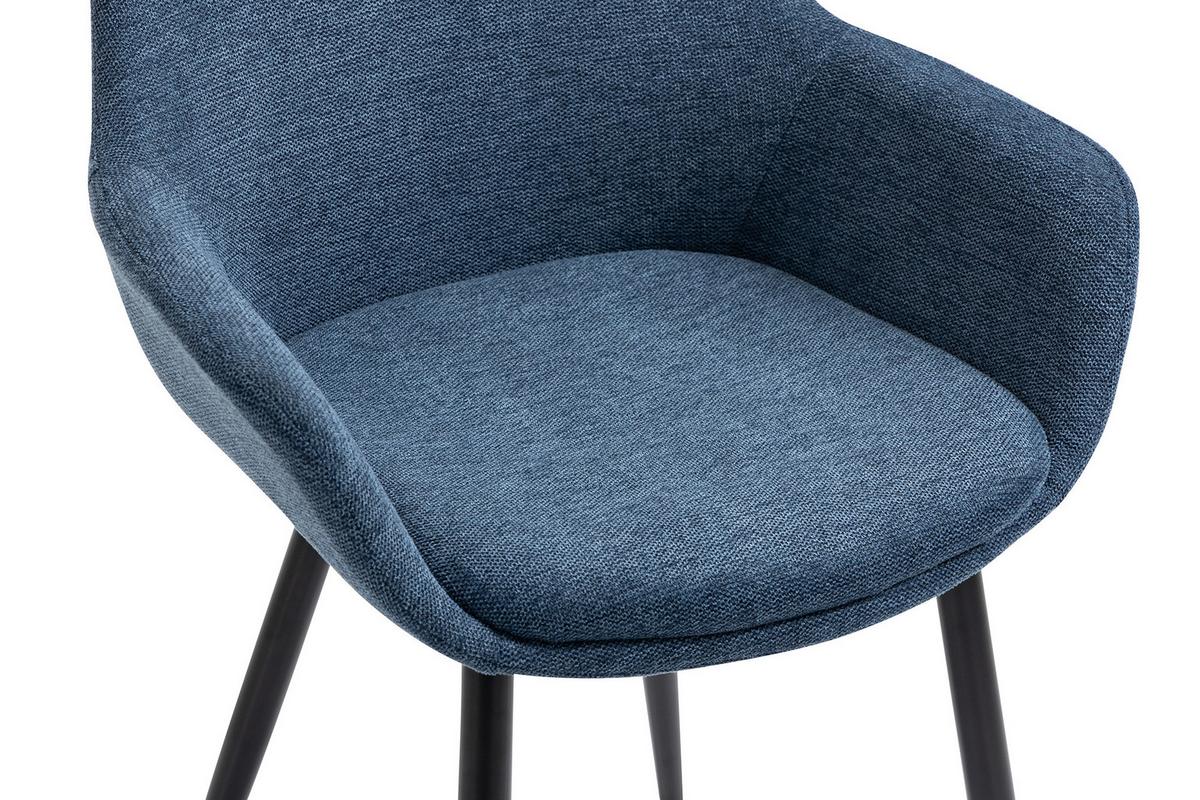 Set Naslanjačev Lena, Temno Modra, 2-Delni - črna/temno modra, Moderno, kovina/tekstil (64/86/59cm) - Livetastic