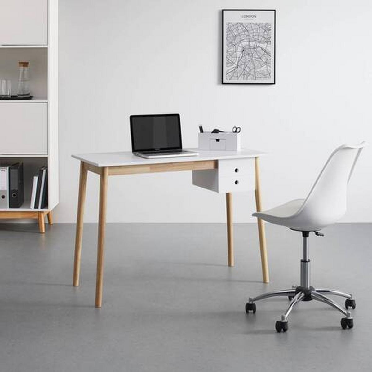 BIURKO MELANIE - kolor naturalny/biały, Modern, drewno (106/48/77cm) - Bessagi Home