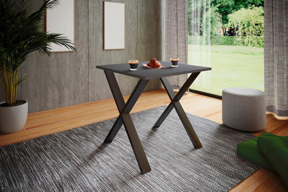 SCHREIBTISCH LONA - Anthrazit/Silberfarben, Design, Holzwerkstoff/Metall (80/80/76cm) - MID.YOU