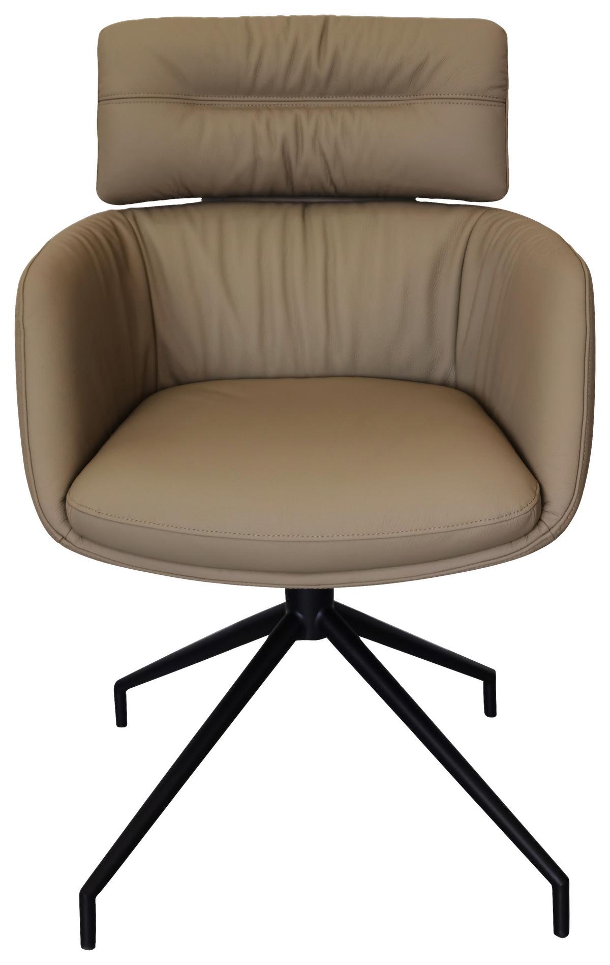 KRZESŁO Z PODŁOKIETNIKAMI PABLO -EXKLUSIV- - czarny/taupe, Design, skóra/metal (62/92/66cm) - Dieter Knoll