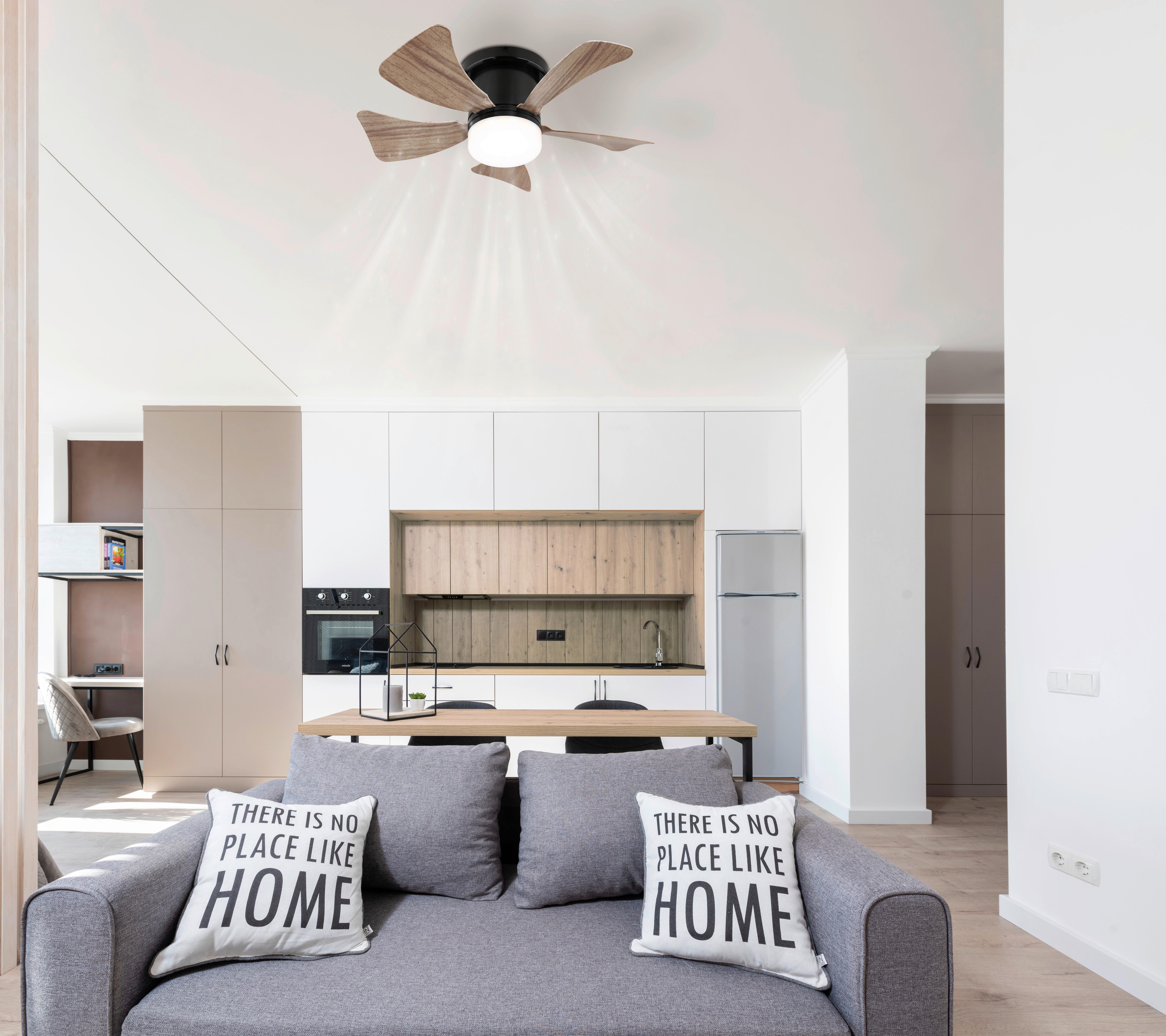 DECKENVENTILATOR 03609H HINES - opale/noir, Konventionell, matière synthétique/métal (40,6/13cm) - Globo