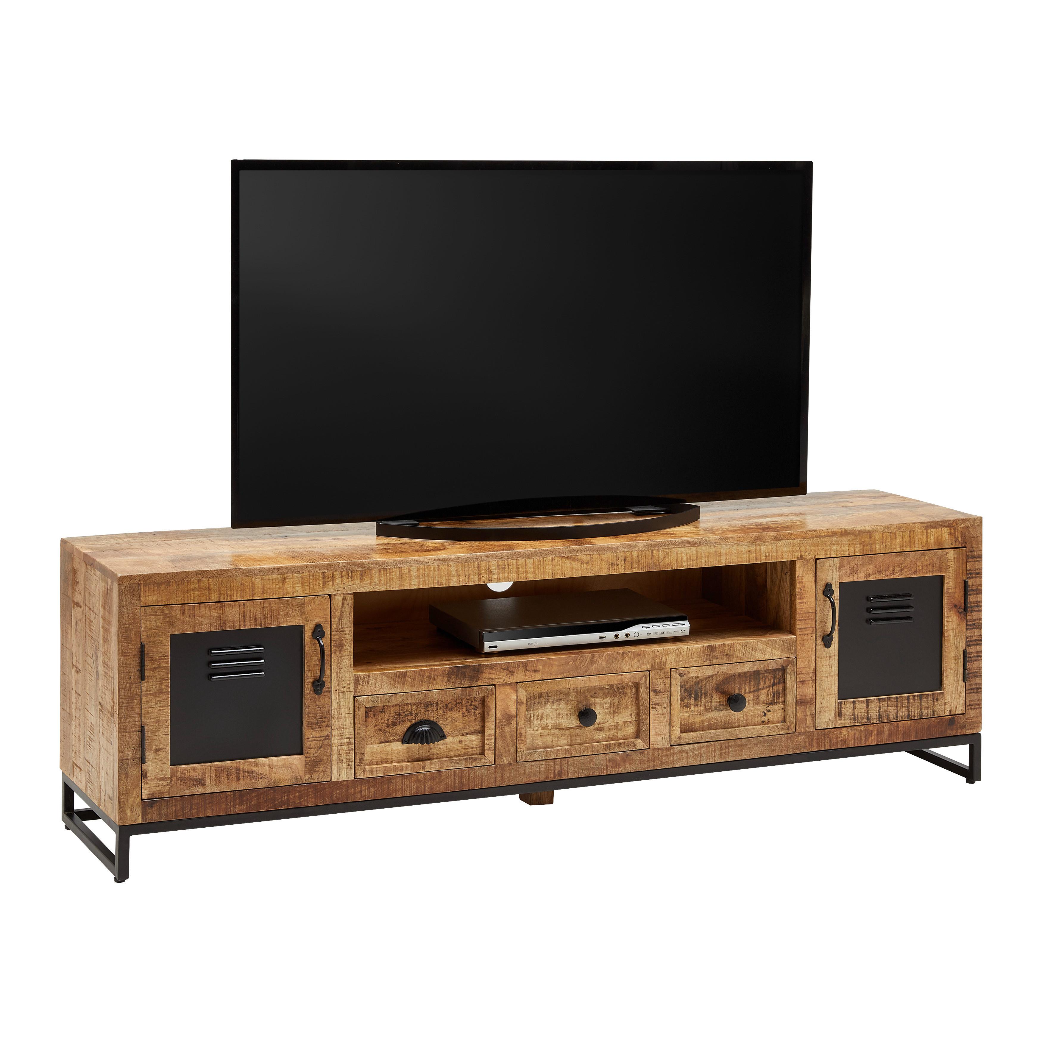 Lowboard Leya Naturfarben/Schwarz - Schwarz/Naturfarben, LIFESTYLE, Holz/Metall (178/55/40cm) - Premium Living