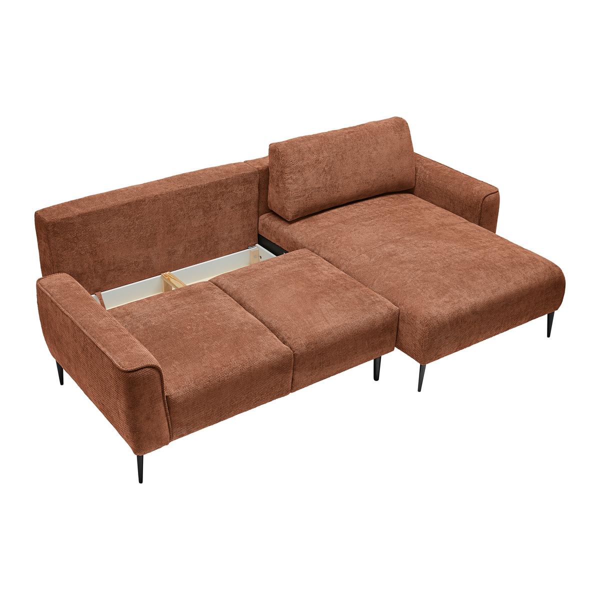Ecksofa Custom Terracotta - Terracotta/Schwarz, MODERN, Textil/Metall (255/164cm) - Mömax