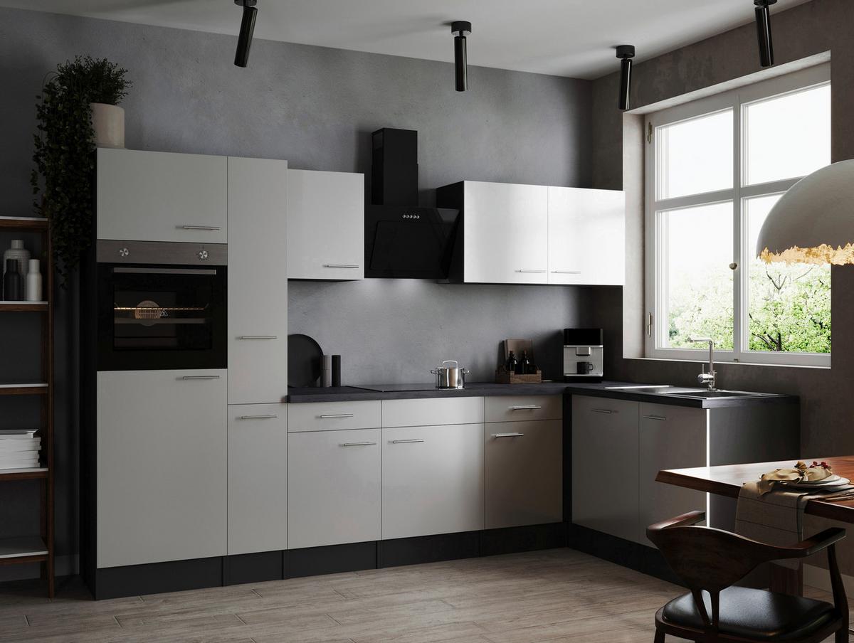 Kotna Kuhinja Z Aparati Oliver, 310x172cm - srebrne barve/siva, Design, kovina/leseni material (310/172cm) - Respekta