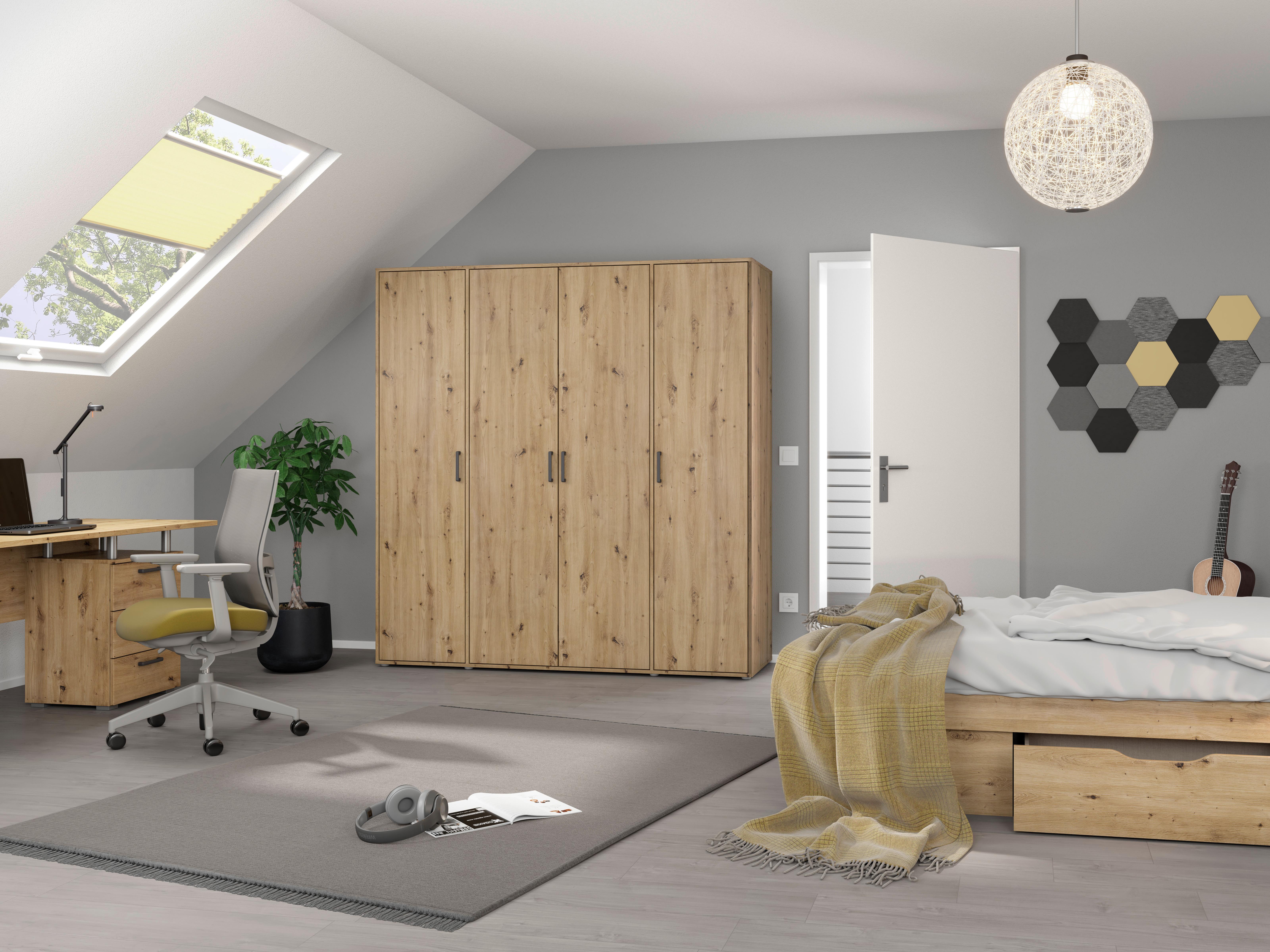 Ormar S Klasičnim Vratima Voyager - siva/hrast Artisan, Moderno, drvni materijal/plastika (187/194/53cm) - Modern Living