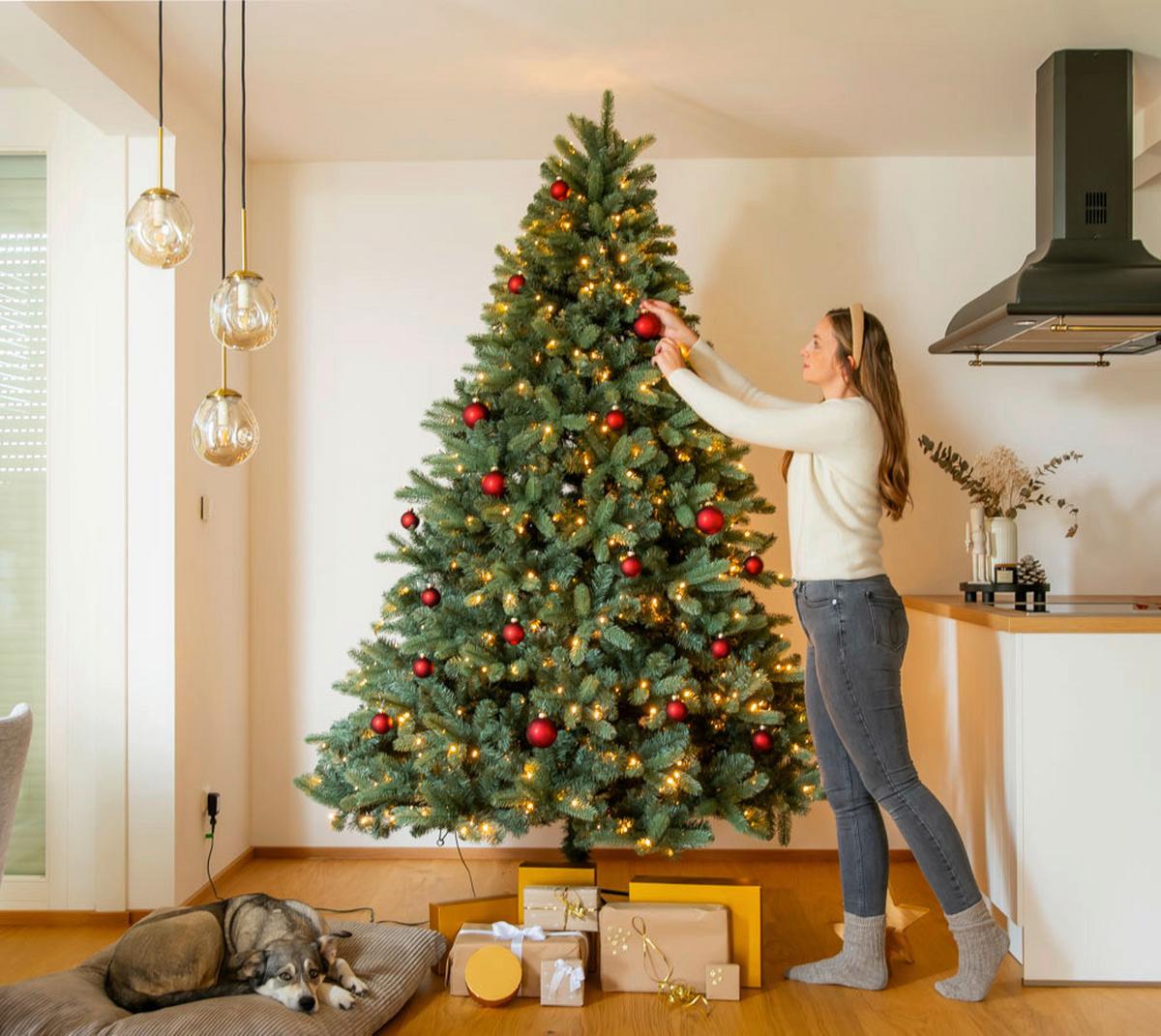 Weihnachtsbaum Evergreen Vermont Grün H: ca. 210cm - Waldgrün, Basics, Kunststoff (150/210cm)