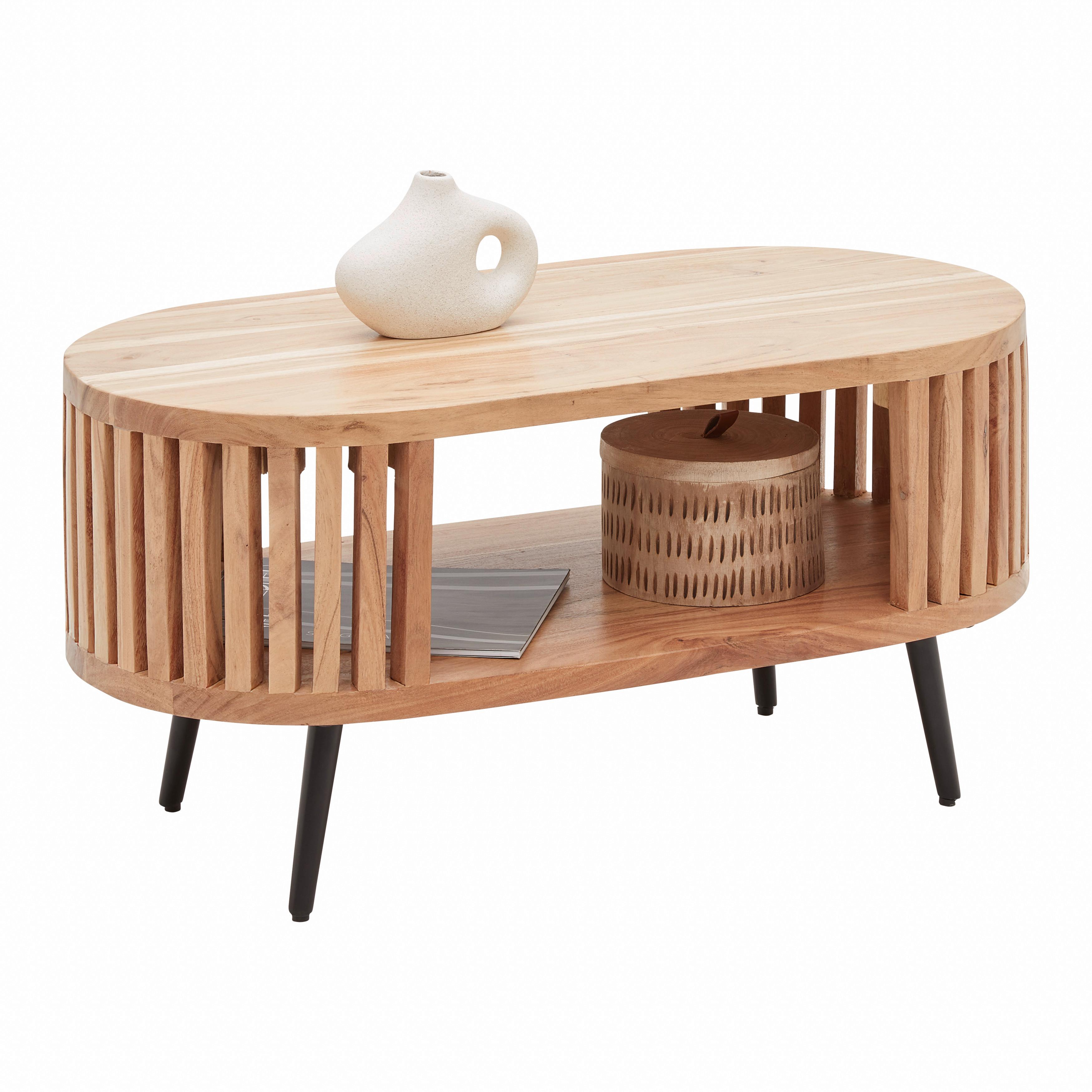Măsuță de cafea MADDI -TREND- - culoare natur/negru, Lifestyle, lemn/metal (80/40/40cm) - Modern Living