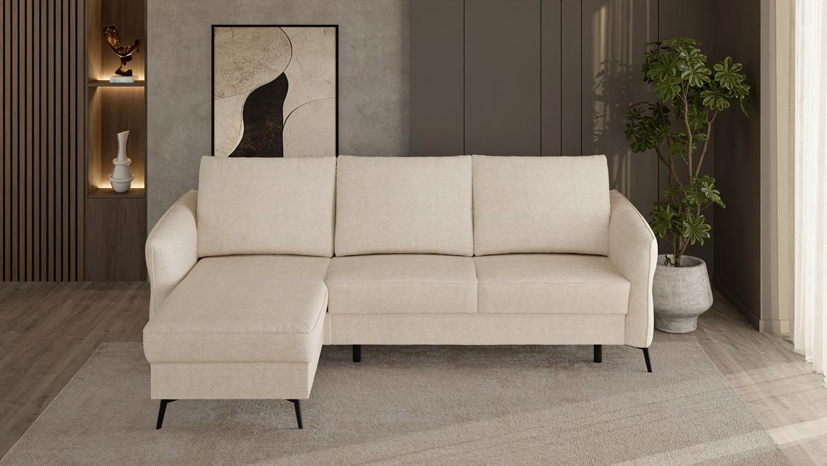 Sarokkanapé Ágyfunkcióval Viva - bézs, Konventionell, faalapú anyag/textil (167/88-109/247cm) - Premium Living