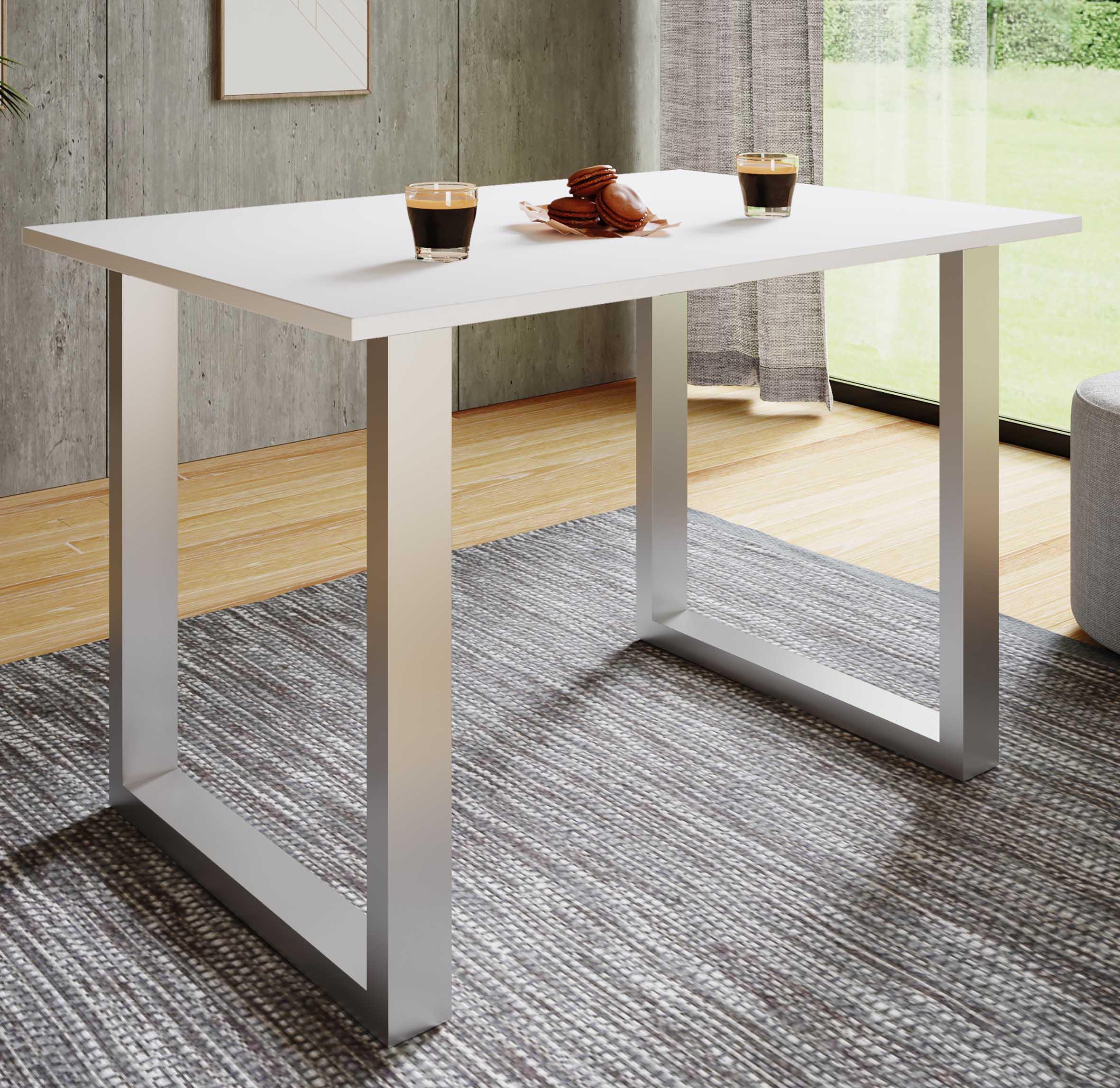 Jedilna Miza Xona, Bela, Srebrna - srebrne barve/bela, Basics, leseni material (140/80/76cm) - MID.YOU