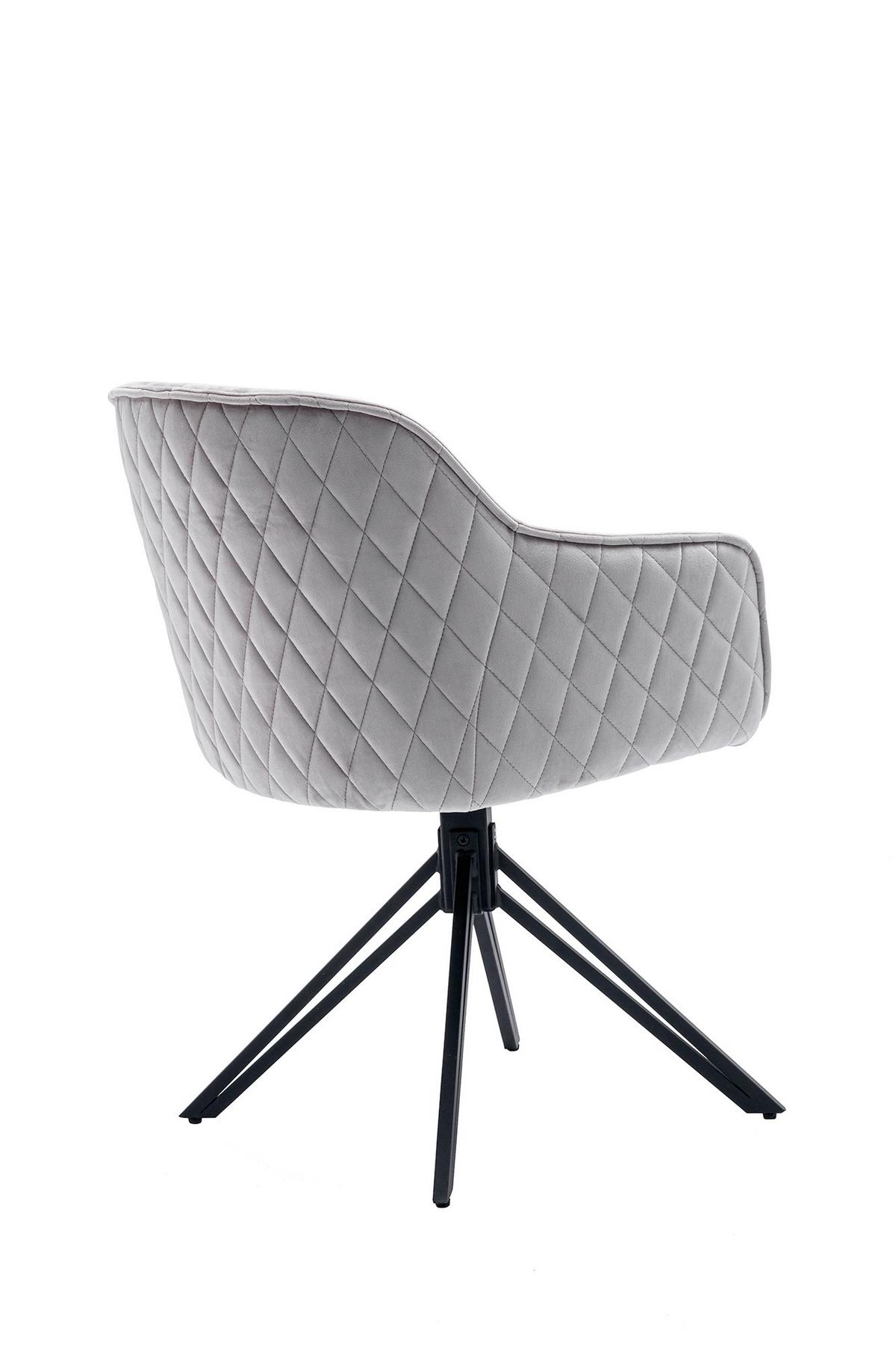 Naslanjač Samt, Svetlo Siva, Vrtljiv - črna/svetlo siva, Moderno, kovina/tekstil (59/83/60cm) - MID.YOU