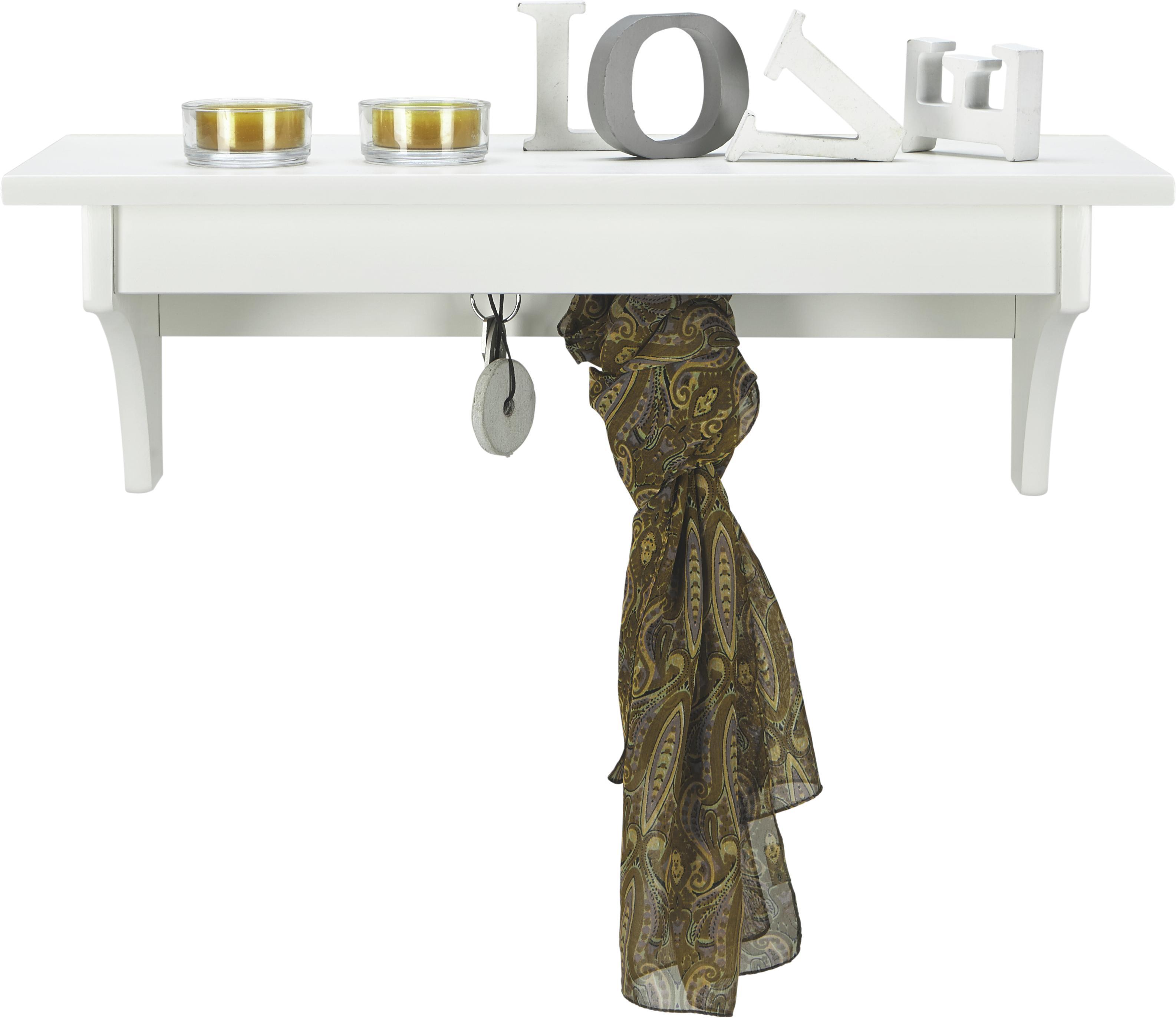 Regal aus Fichte in Weiß 'Claudia' - Weiß, KONVENTIONELL, Holz/Metall (60/20/25cm) - Bessagi Home