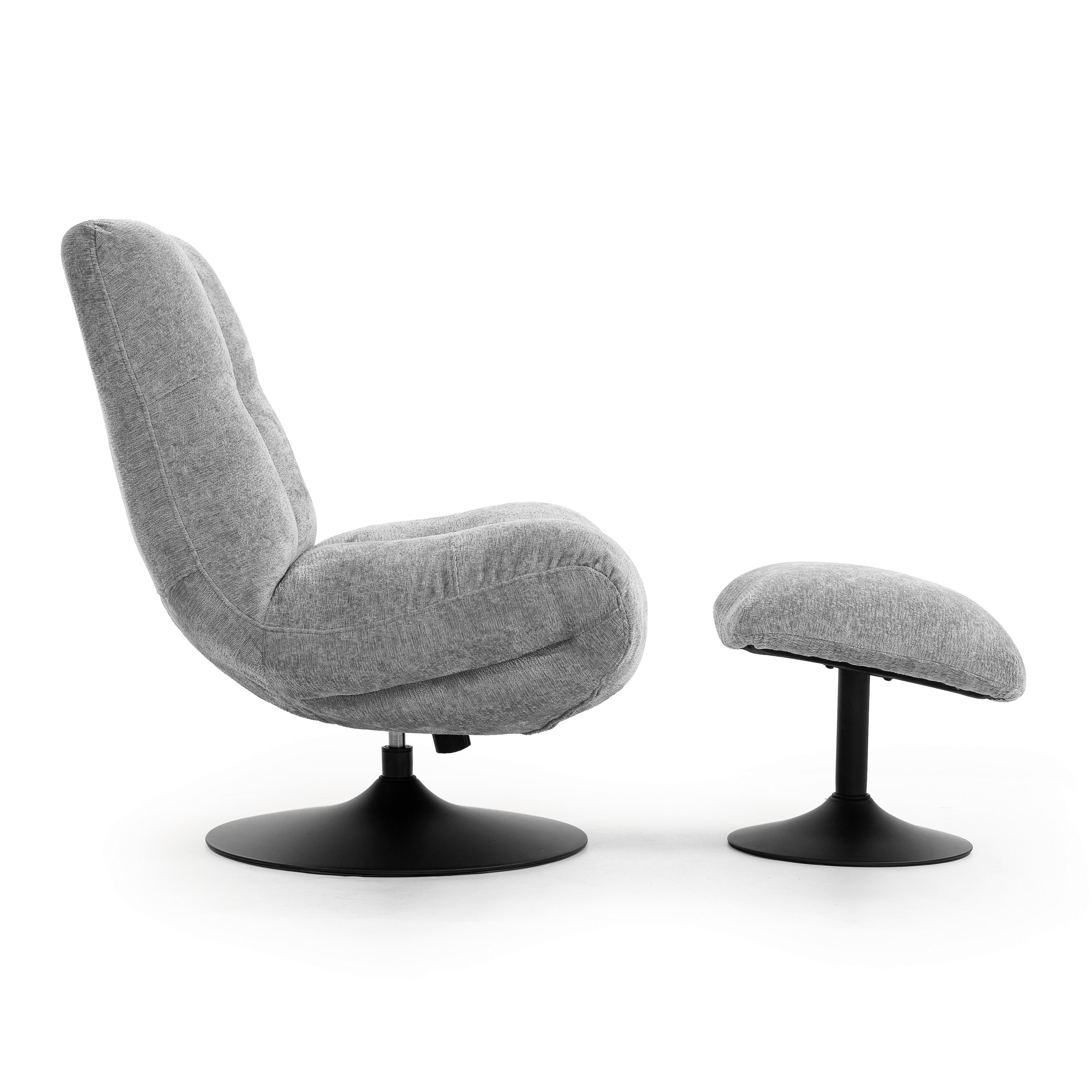 FÅTÖLJ ALMA - ljusgrå/svart, Modern, metall/textil (72/96/87cm) - Bessagi Home