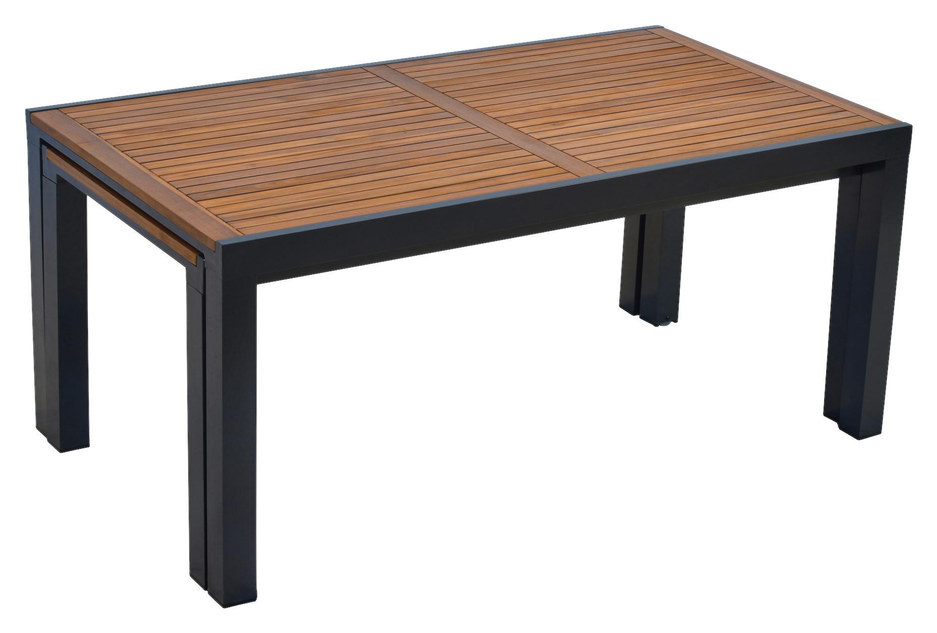 Vrtna Miza Santorin, Raztegljiva, 180-300x100 - barve grafita/naravne barve, Moderno, kovina/les (180-300/100/80cm) - Gardenson