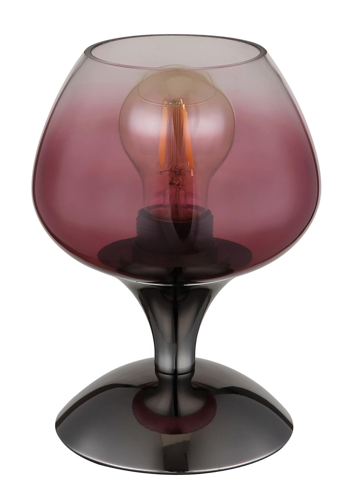 TISCHLEUCHTE 15548T6 - Klar/Brombeere, Trend, Glas/Metall (15/20,5cm) - Globo