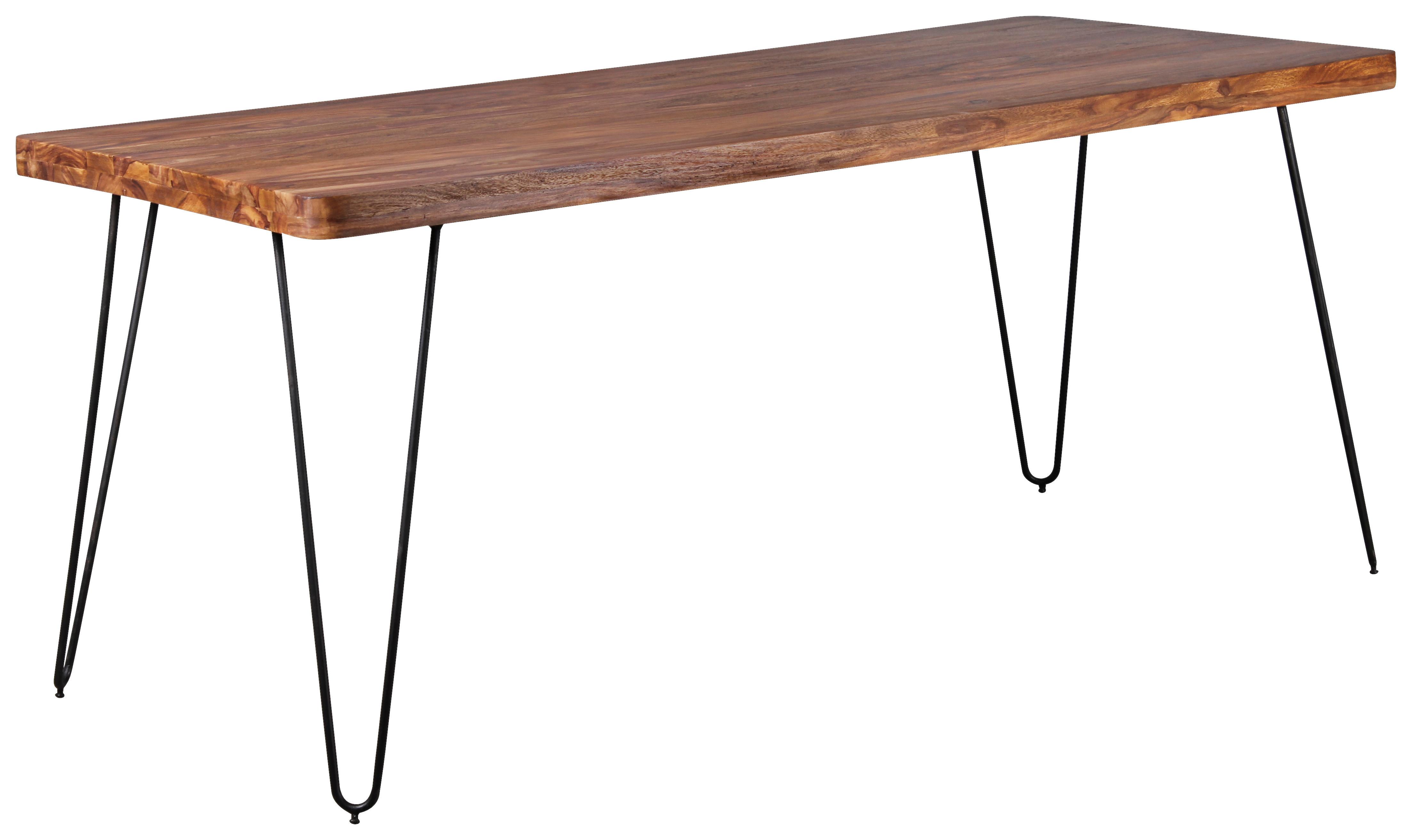 Jedilna Miza Bagli, Pravi Les, 180x80cm - črna/barve indijskega rožnega lesa, Design, kovina/les (180/80/76cm) - MID.YOU