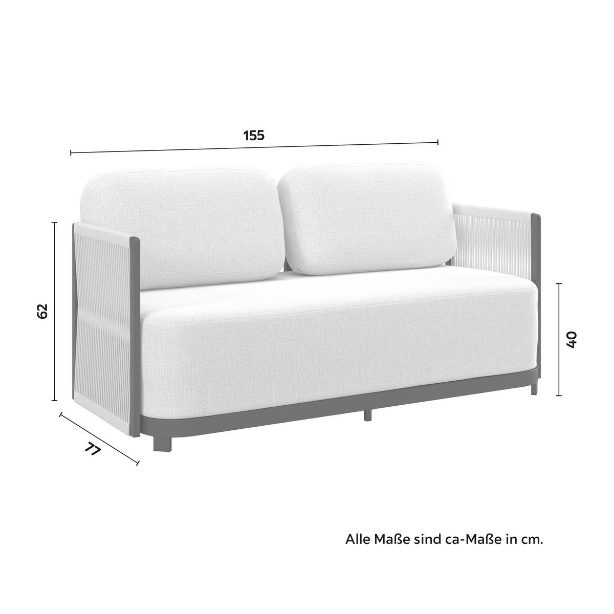 Loungegarnitur Coralie Creme Metall/Outdoorstoff +Abdeckung - Anthrazit/Creme, MODERN, Textil/Stein (155/62cm) - Bessagi Garden