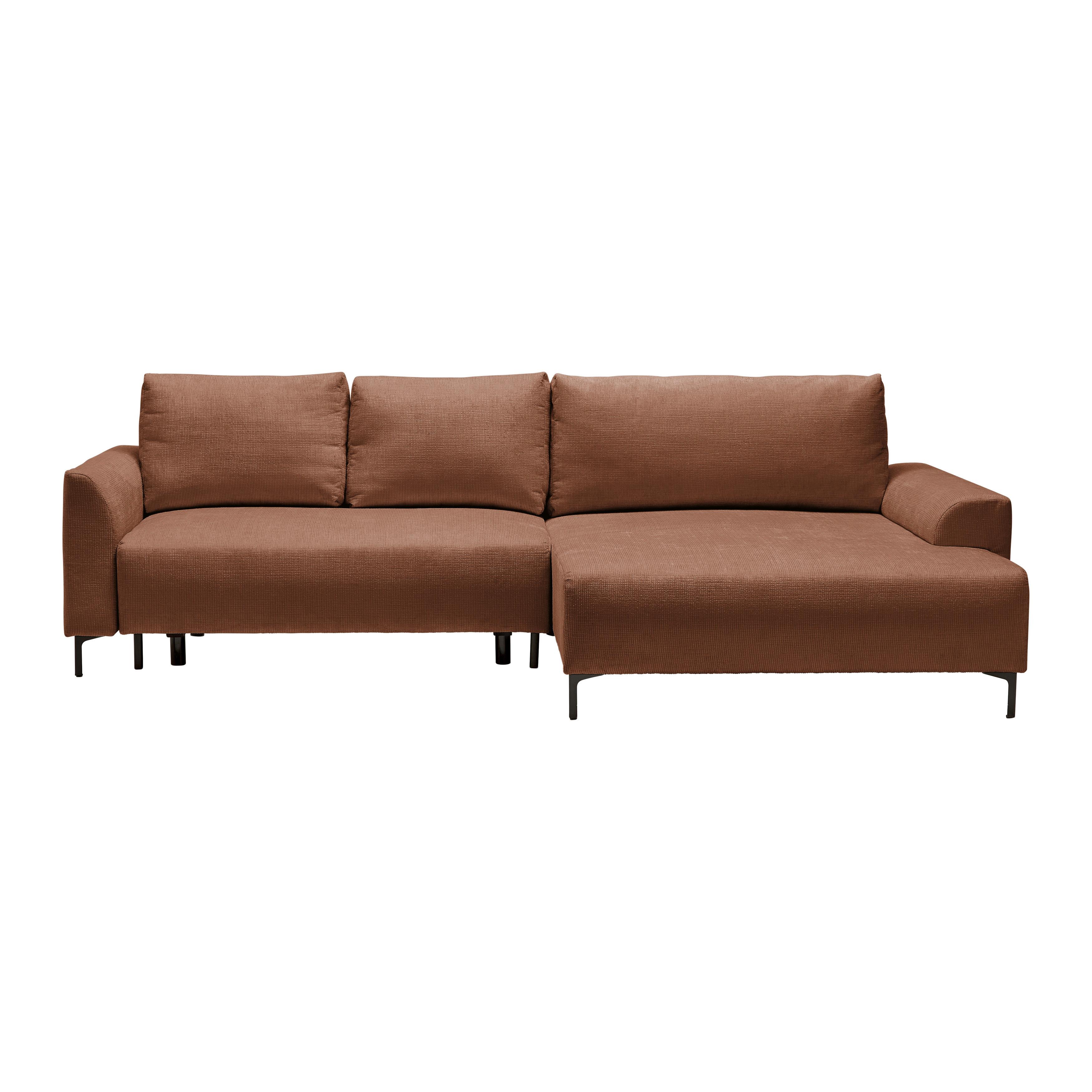 Ecksofa Integra Terracotta - Terracotta/Schwarz, Textil/Metall (294/81-93/170cm) - Mömax