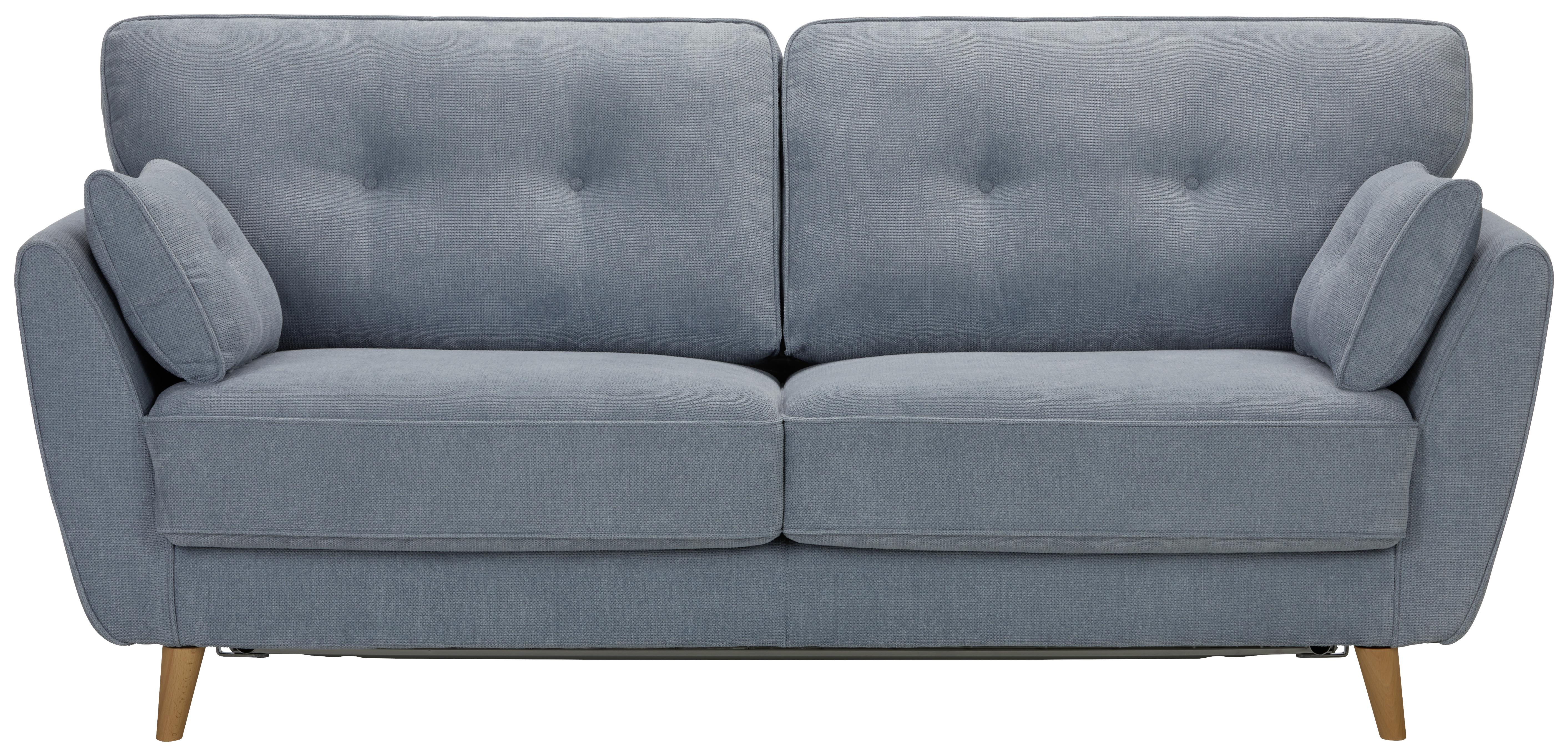 Bettsofa in Blau - Blau/Buchefarben, Modern, Holz/Textil (202/69/94/100cm) - Modern Living