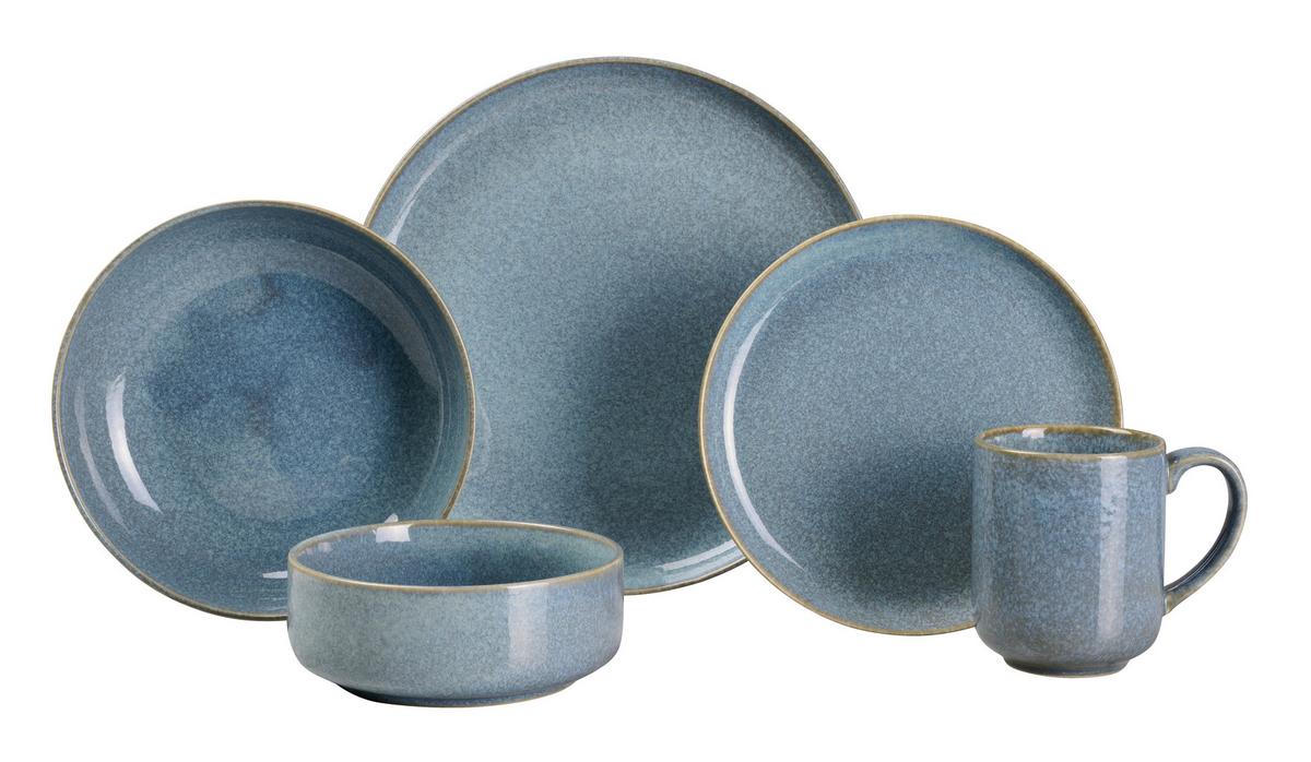 SERWIS OBIADOWO-ŚNIADANIOWY MARBELLA - niebieski, Trend, ceramika - Novel