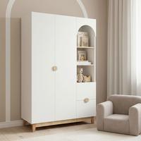 Kinderkleiderschrank Enny Weiß/Buchefarben ca.120x182x54 - Buchefarben/Weiß, MODERN, Holz/Holzwerkstoff (120/182/54cm) - Bessagi Kids