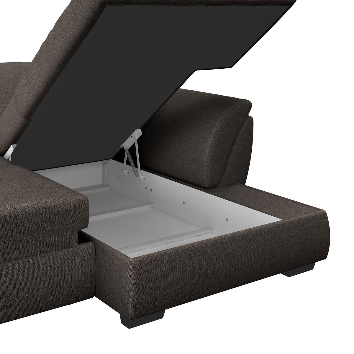 Sedežna Garnitura Berisso, Z Ležiščem In Predalom - rjava, Design, umetna masa/tekstil (278/187cm) - Mömax