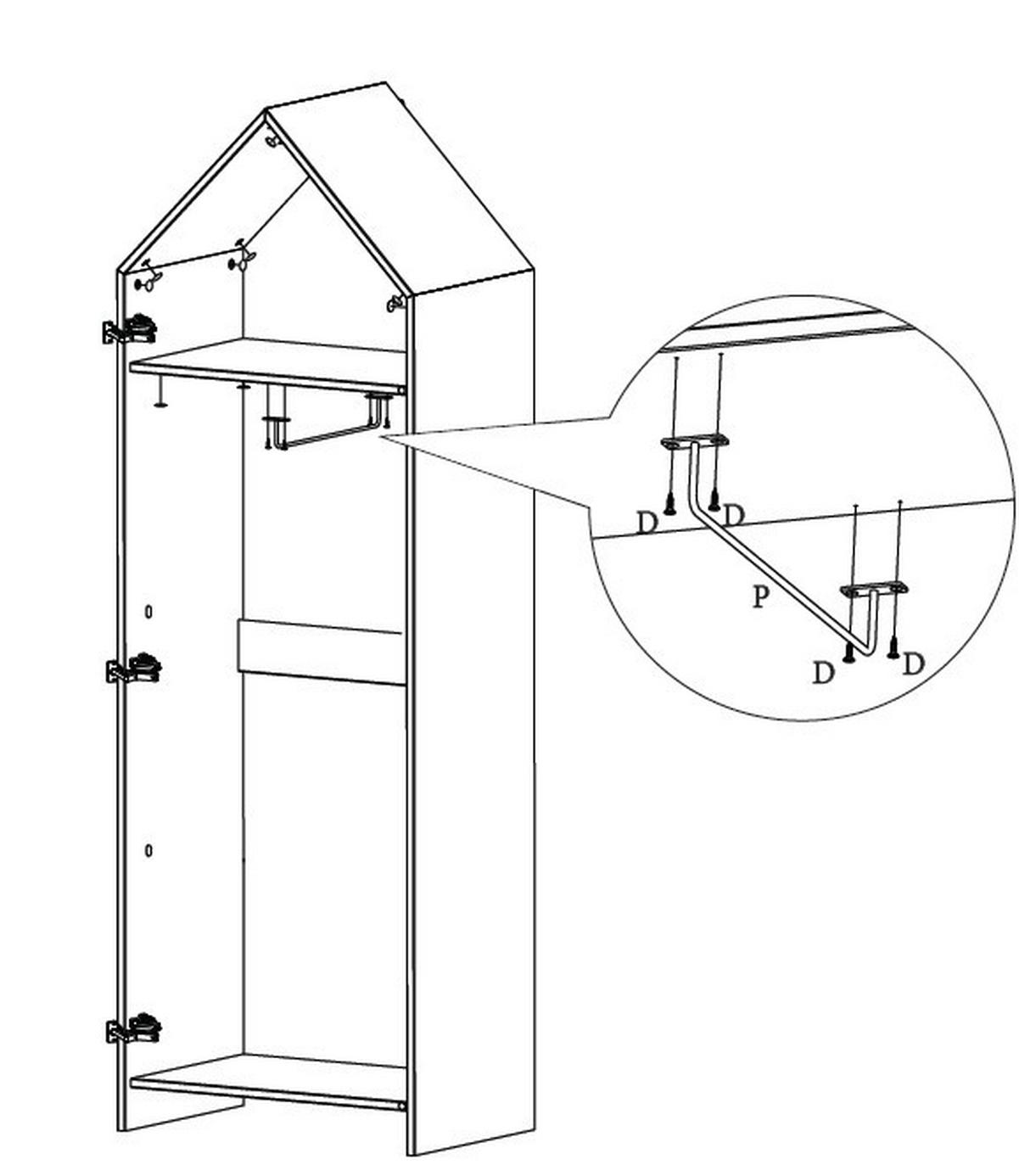 Kinderkleiderschrank Casami ca. 58x171x37 cm Weiß/Gelb - Gelb/Weiß, MODERN, Holzwerkstoff/Metall (57,6/171,3/37cm) - MID.YOU