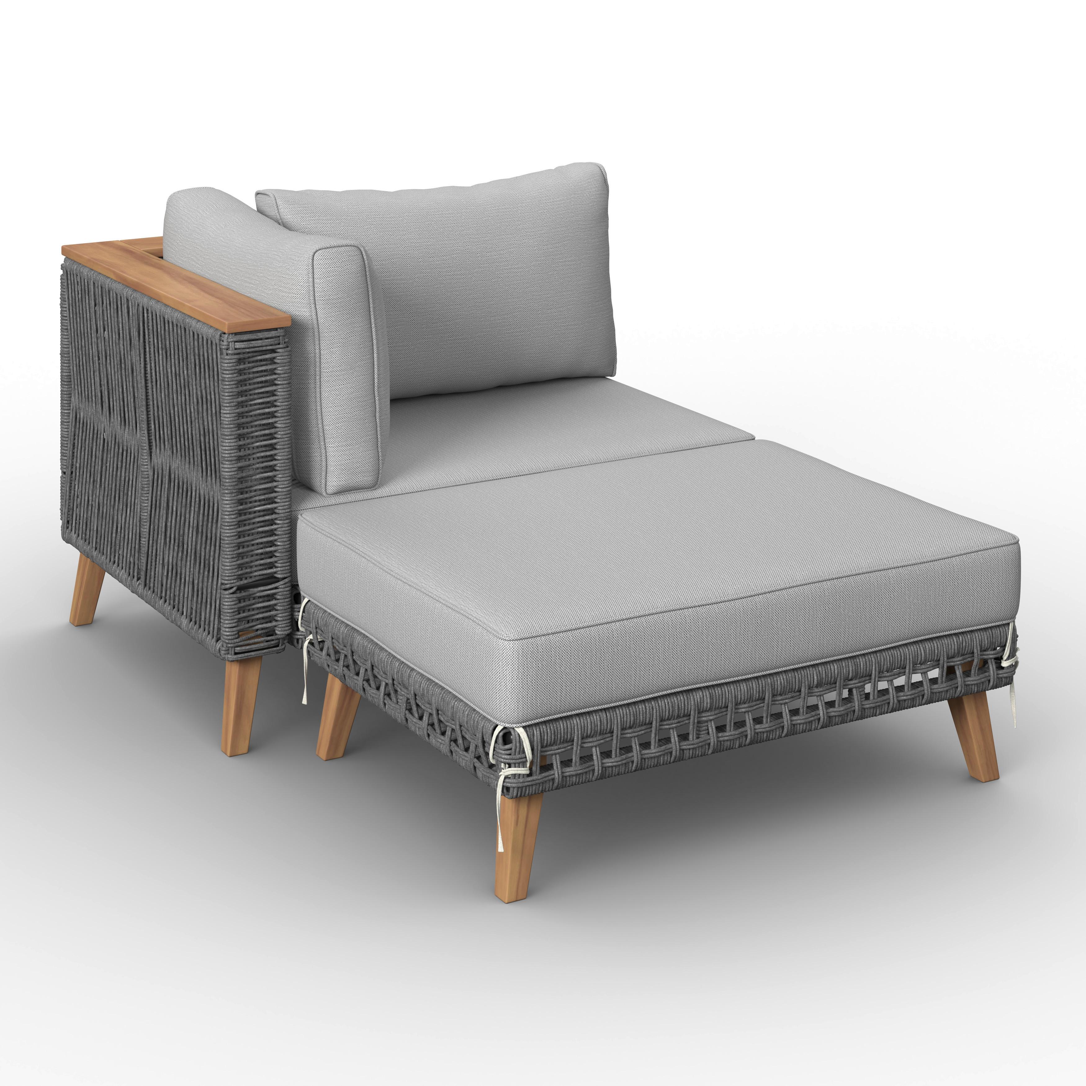 LOUNGEGRUPP MARILOU - grå/akaciefärgad, Modern, metall/trä - Bessagi Garden