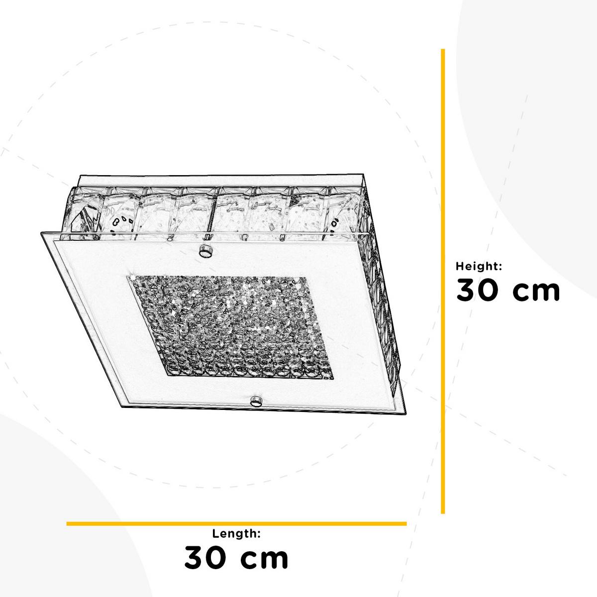 Led Mennyezeti Lámpa 1012/plp Plafoniera - krómszínű/átlátszó, Basics, üveg/fém (30/30/20cm)