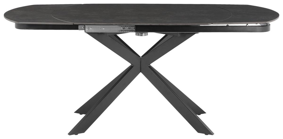 Raztegljiva Miza Senna, Temno Siva, 120-180x90 - siva/črna, Moderno, kamen/kovina (120-180/90/75.5-79cm) - P & B