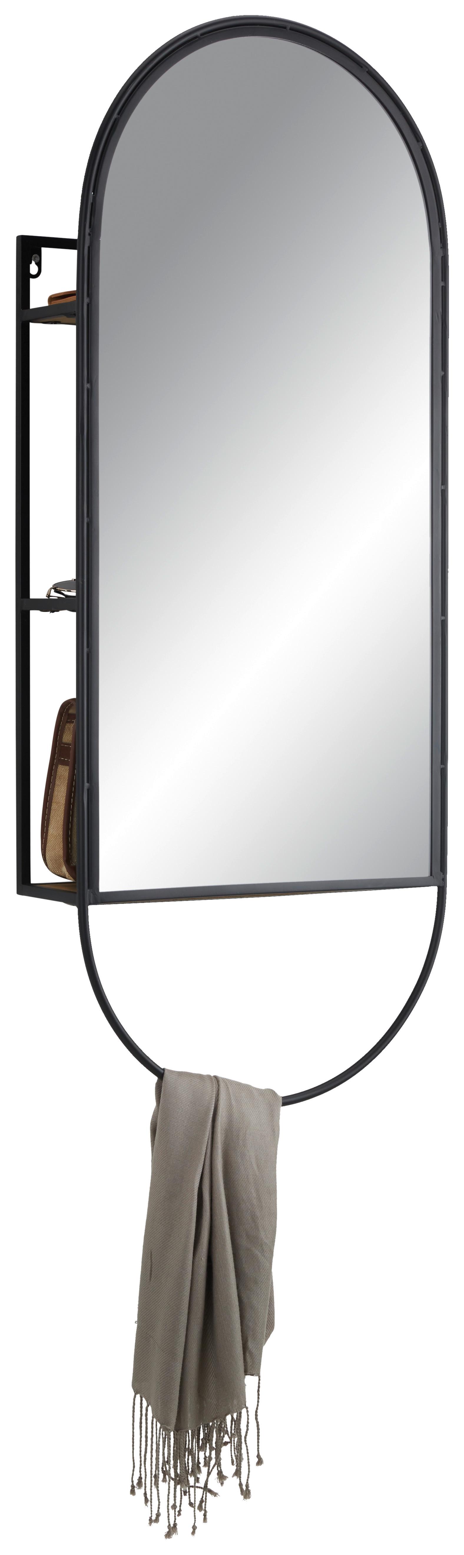 Ogledalo Mira, Črna, 40 X 100 Cm - črna, Trendi, kovina/steklo (40/100/12cm) - Premium Living