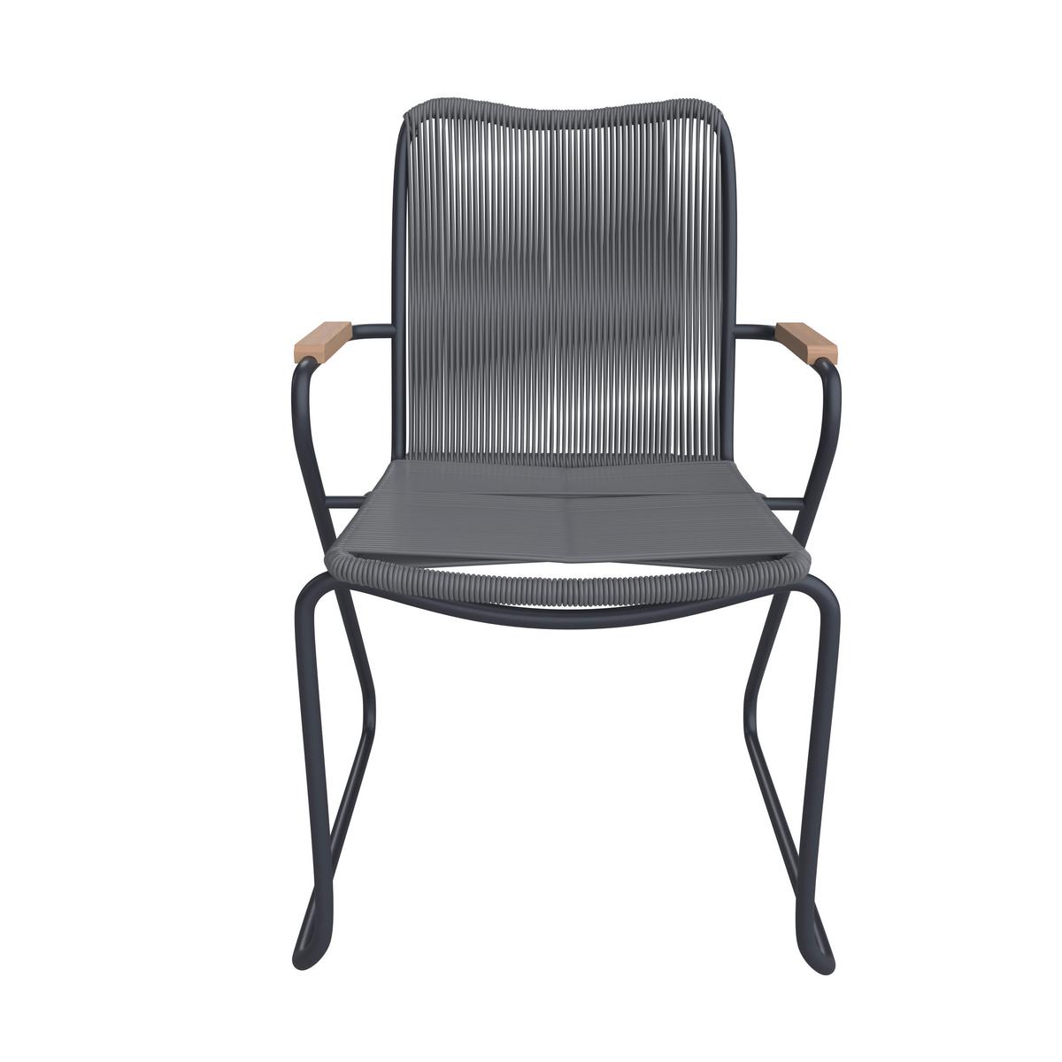 Set Vrtnih Stolov Cleo, Siva, 2-Delno - barva tikovine/temno siva, Moderno, kovina/umetna masa (58/87/58cm) - Bessagi Garden