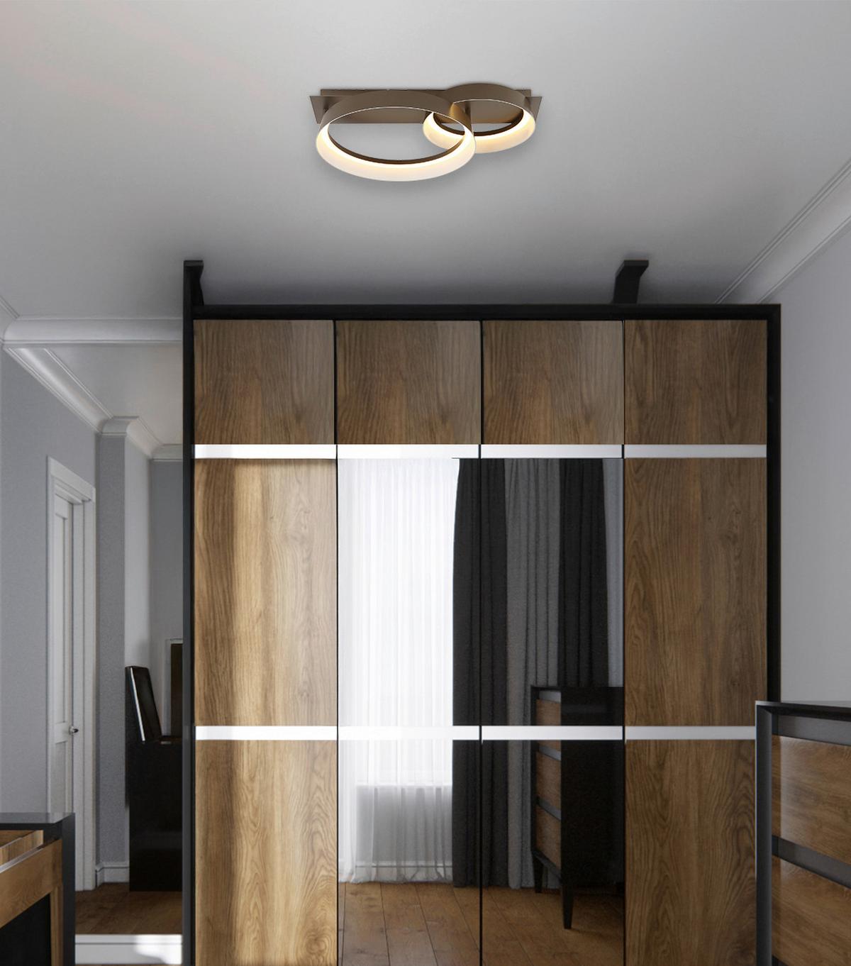 Led Stropna Svjetiljka Syrakus - smeđa/opalna, Design, metal/plastika (50/35/12cm) - Globo