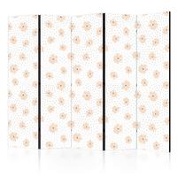 Paravan Flowers I, Dvostranski, 5-Delni - pink/bela, Basics, tekstil/les (225/172/3cm) - artgeist