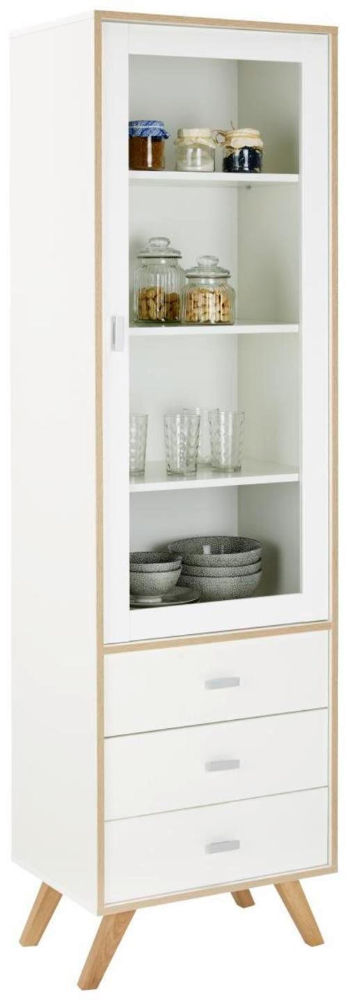 Vitrine in Weiss - Weiss/Silberfarben, Modern, Glas/Holzwerkstoff (56 /200/40 cm) - Mömax
