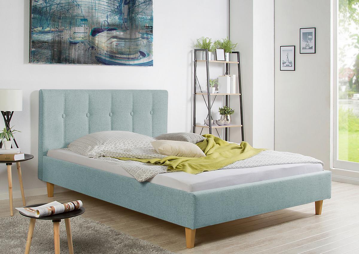 Polsterbett Kenny Petrol ca. 140x200 cm - Petrol/Naturfarben, MODERN, Holz/Textil (140/200cm) - Livetastic