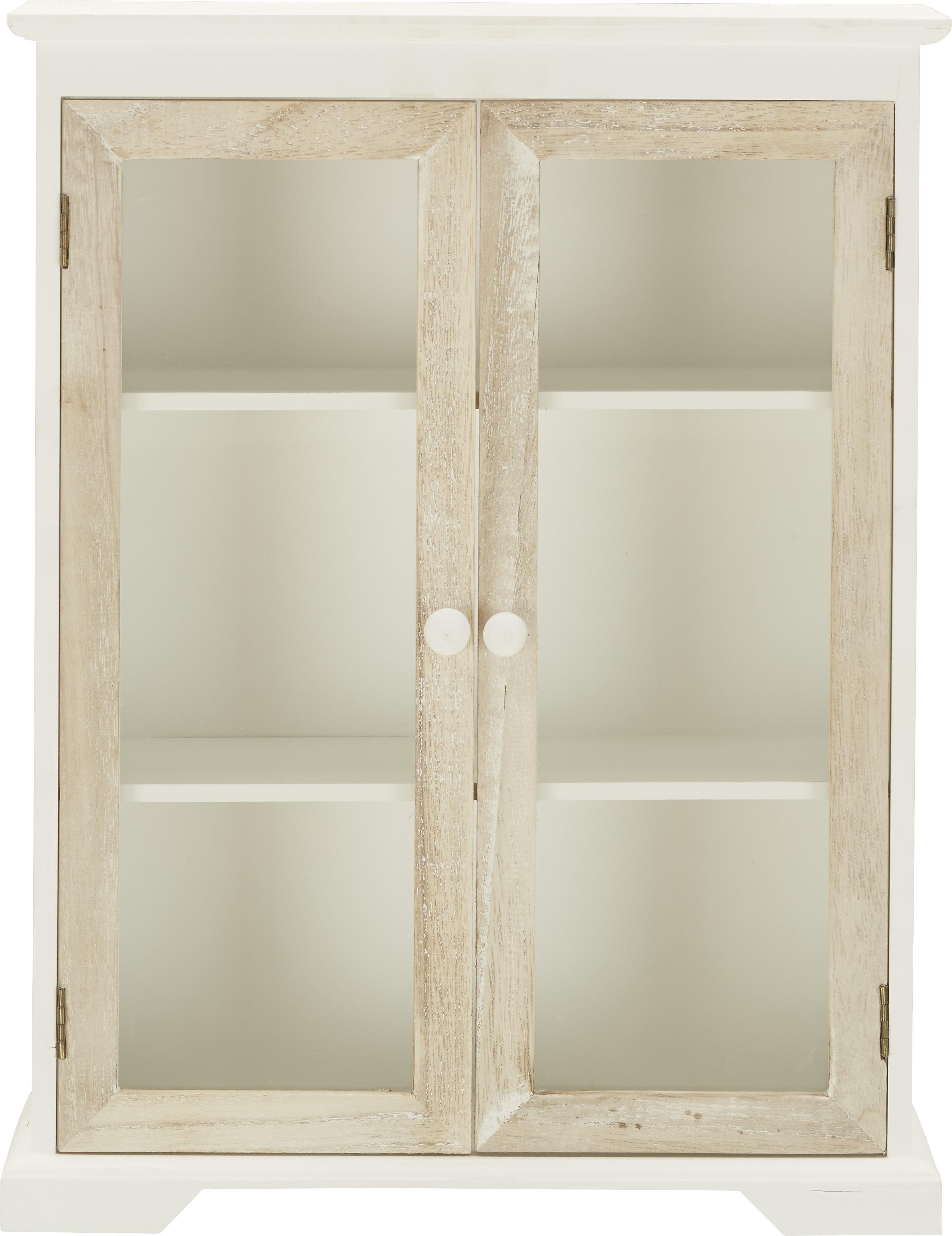 Hängevitrine in Naturfarben teilmassiv - Klar/Weiss, Glas/Holz (32/41,5/11cm) - Modern Living