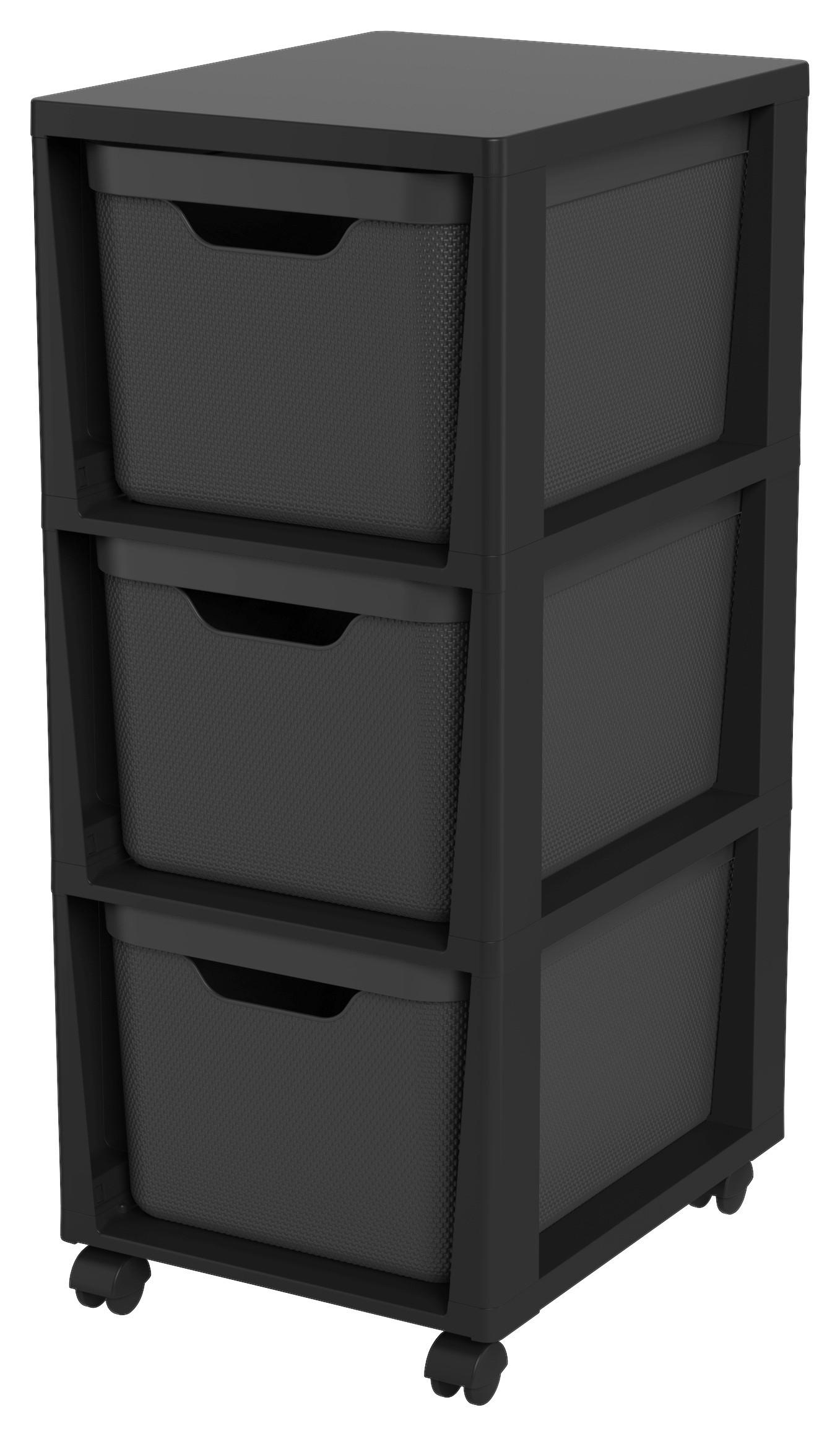 Rollcontainer Rotho Schwarz - Schwarz, Kunststoff (30/35/37cm)