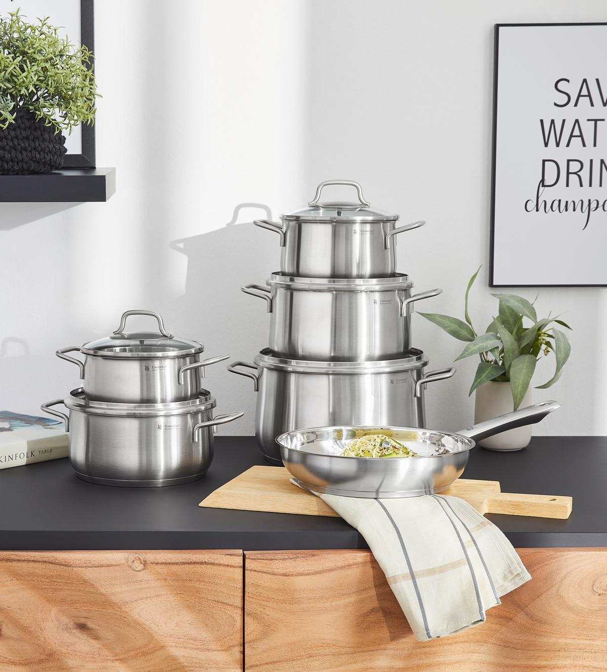 ZESTAW GARNKÓW 0739166030 WMF - kolor stalowy/przejrzysty, Basics, metal/szkło - WMF