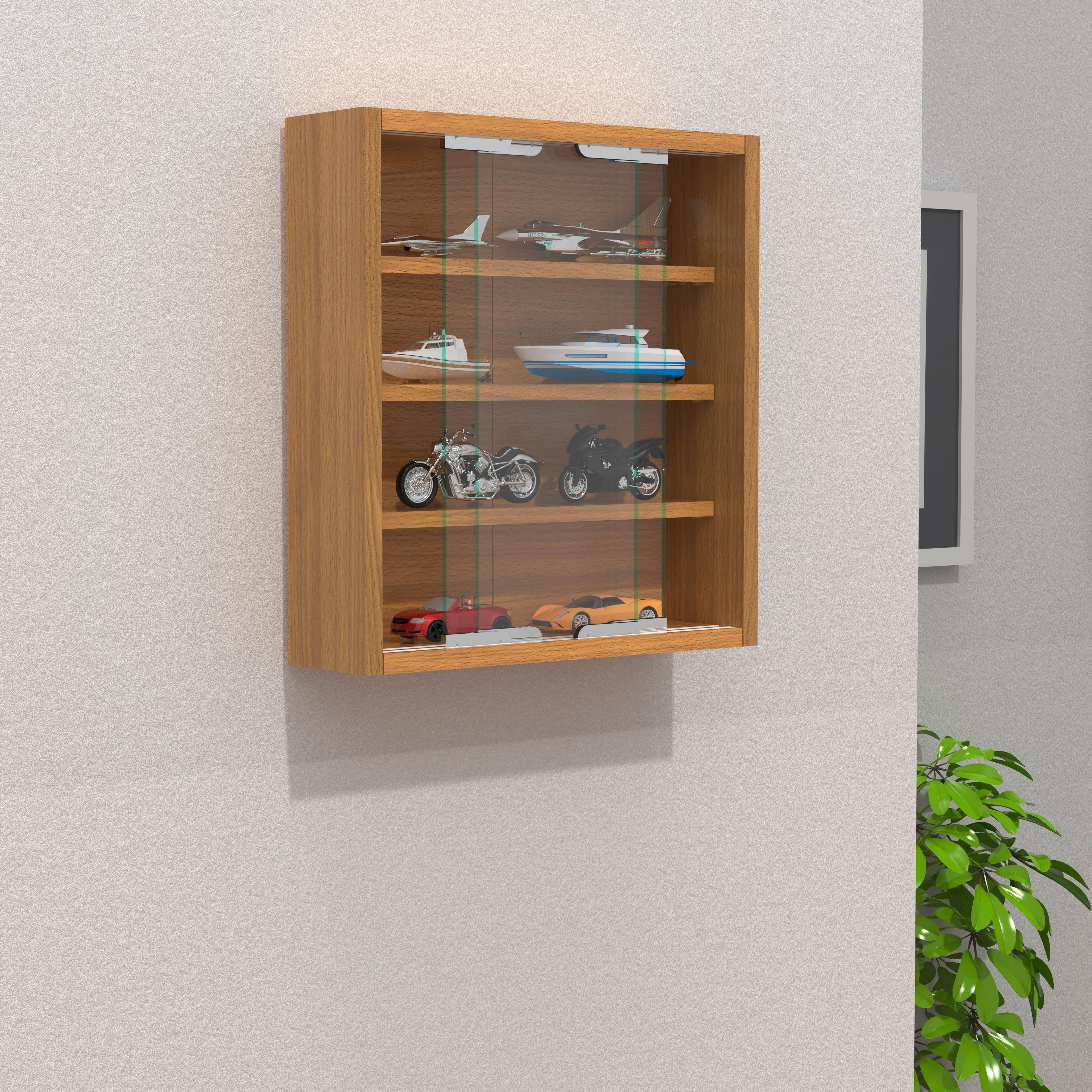Viseča Vitrina Agisa S, Bukev - srebrne barve/barve bukve, Moderno, steklo/leseni material (37/40/10cm) - MID.YOU