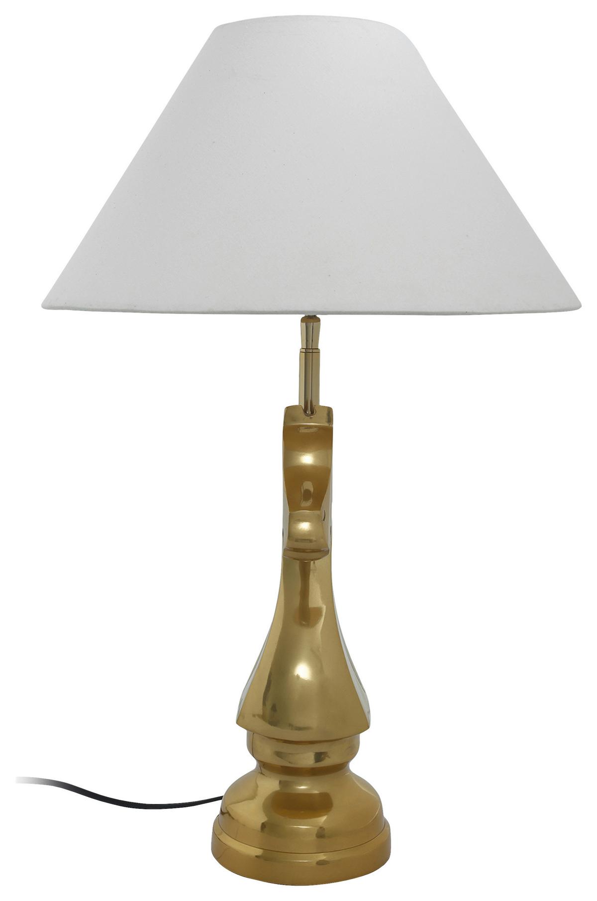 Tischleuchte Shah 100 Weiss - Weiss/Goldfarben, Basics, Textil/Metall (40/14/62cm) - Kayoom