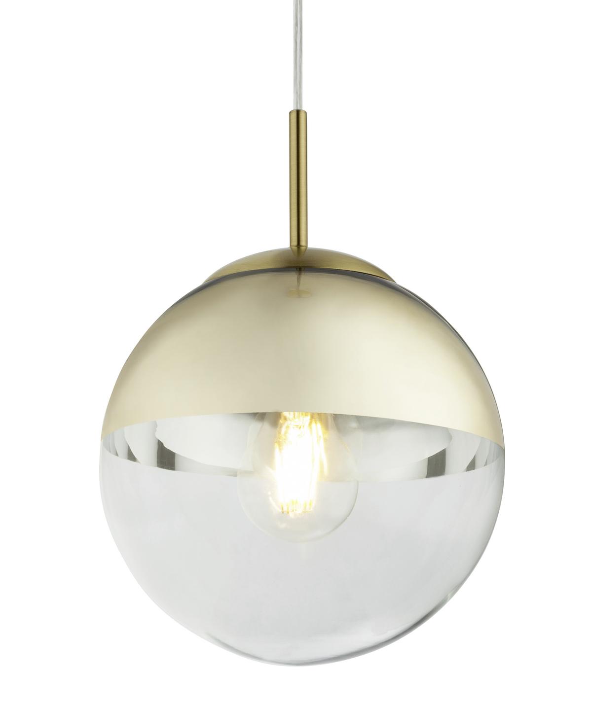 Hängeleuchte Varus in Godlfarben max. 40 Watt - Transparent/Goldfarben, Design, Glas/Metall (20/120cm) - Globo
