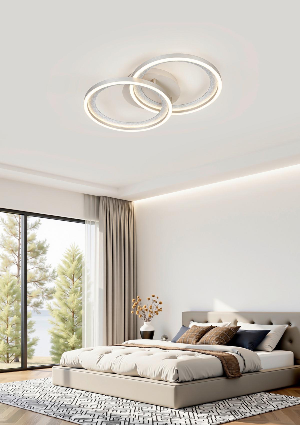 Led Svjetiljka Stropna Krista - srebrne boje/boje pijeska, Moderno, metal/plastika (53,5/33,5/7,5cm) - Mömax