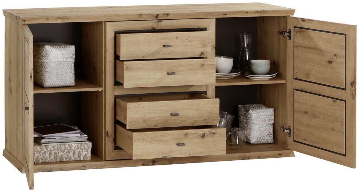 Komoda Harvey, Barva Hrasta - barve hrasta/antracit, Trendi, kovina/leseni material (160/89,5/43cm) - Mömax