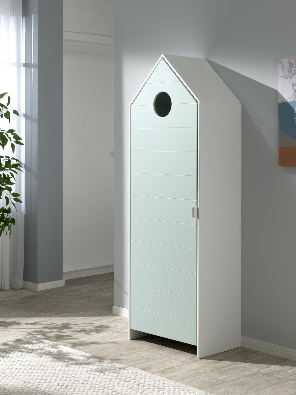 Kinderkleiderschrank Casami Mintgrün/Weiß - Weiß/Mintgrün, MODERN, Holzwerkstoff (57,6/171,3/37cm) - Vipack