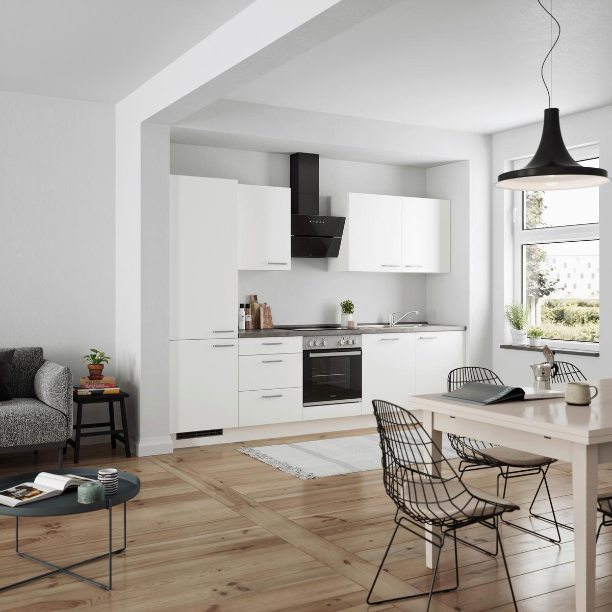 Küchenleerblock Touch High o. Geräte Weiß - Edelstahlfarben/Weiß, MODERN, Holzwerkstoff/Metall (300cm) - Nobilia