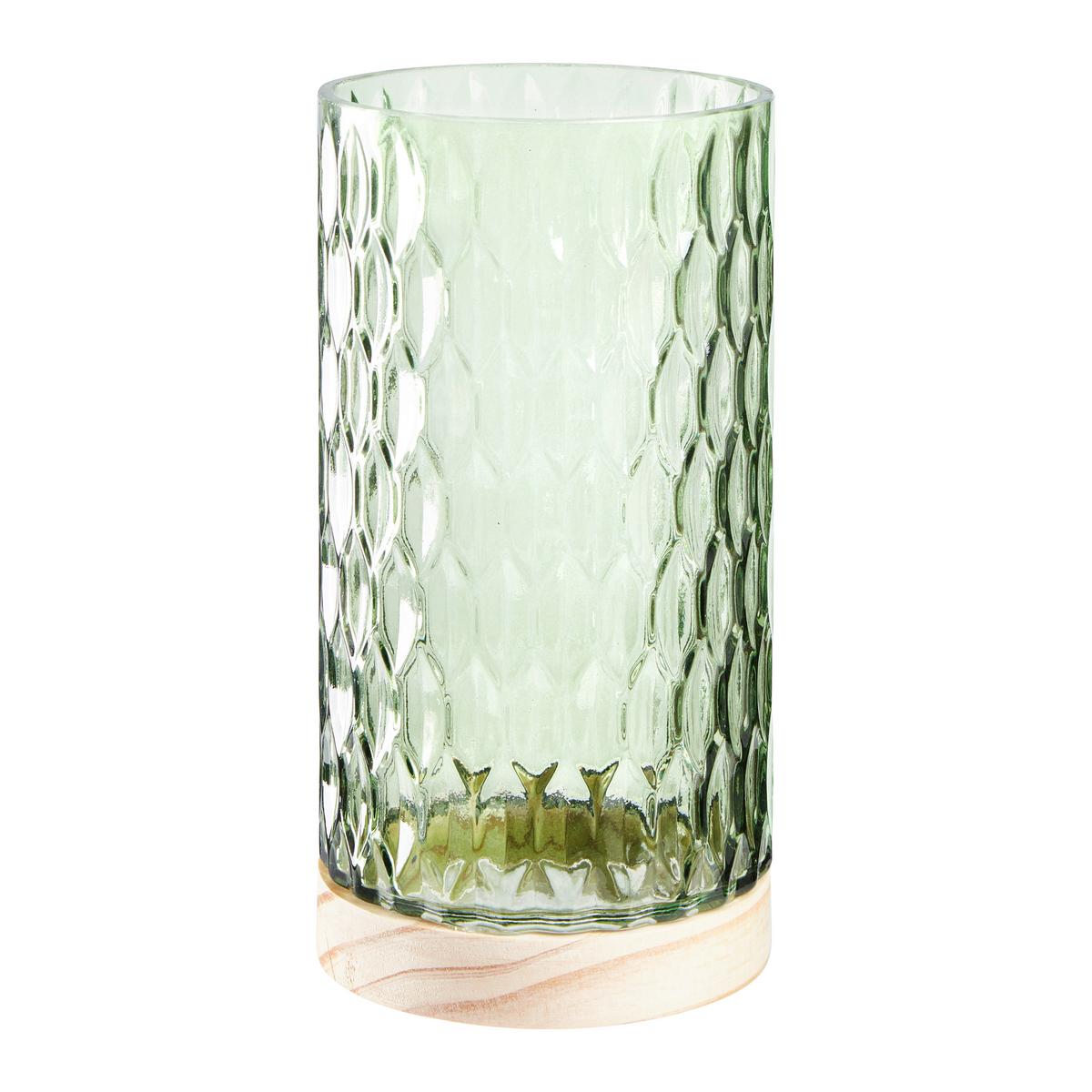 Vase Lilly diverse Farben - Klar/Pink, Konventionell, Glas/Holz (10/19,5cm) - Modern Living