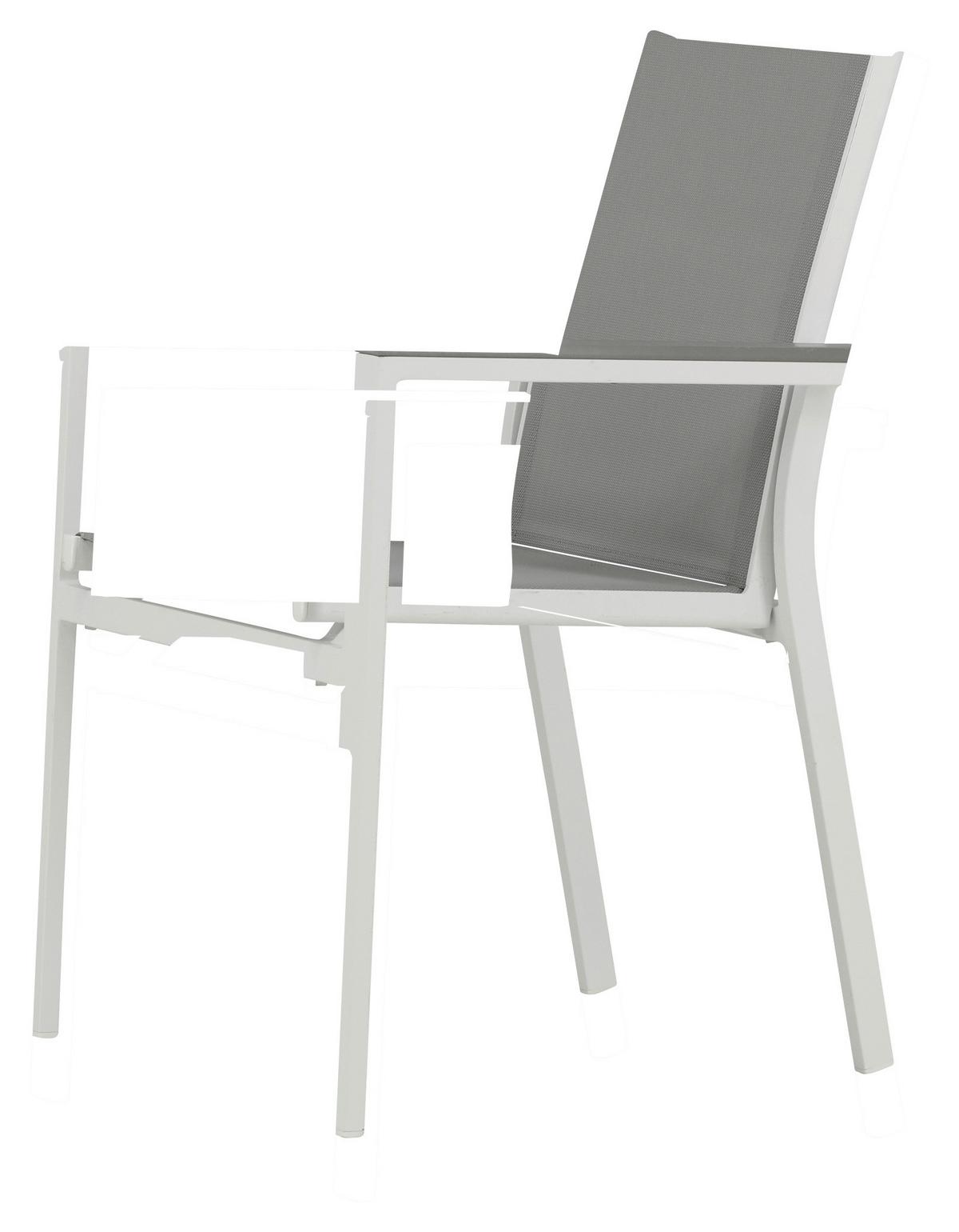 Gartenstuhl 2er-Set Parma ca. 57x90x60 cm Grau/Weiß - Weiß/Grau, KONVENTIONELL, Textil/Metall (57/90/60cm) - Gardenson