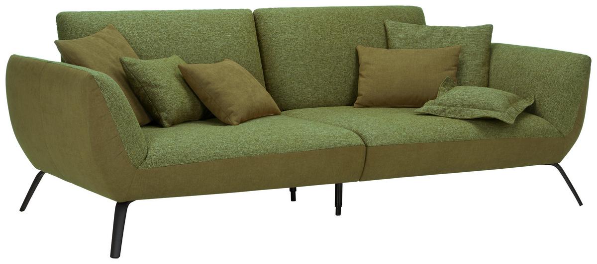 Bigsofa Trendy Olivgrün - Schwarz/Olivgrün, MODERN, Holzwerkstoff (260/93/124cm) - Premium Living