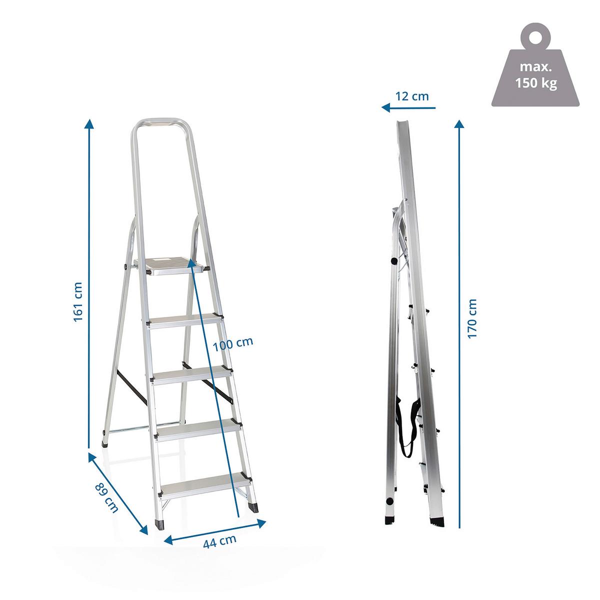 Zložljiva Lestev Solid Iii, Aluminij - barve aluminija, Basics, kovina (44/170/12cm) - MID.YOU
