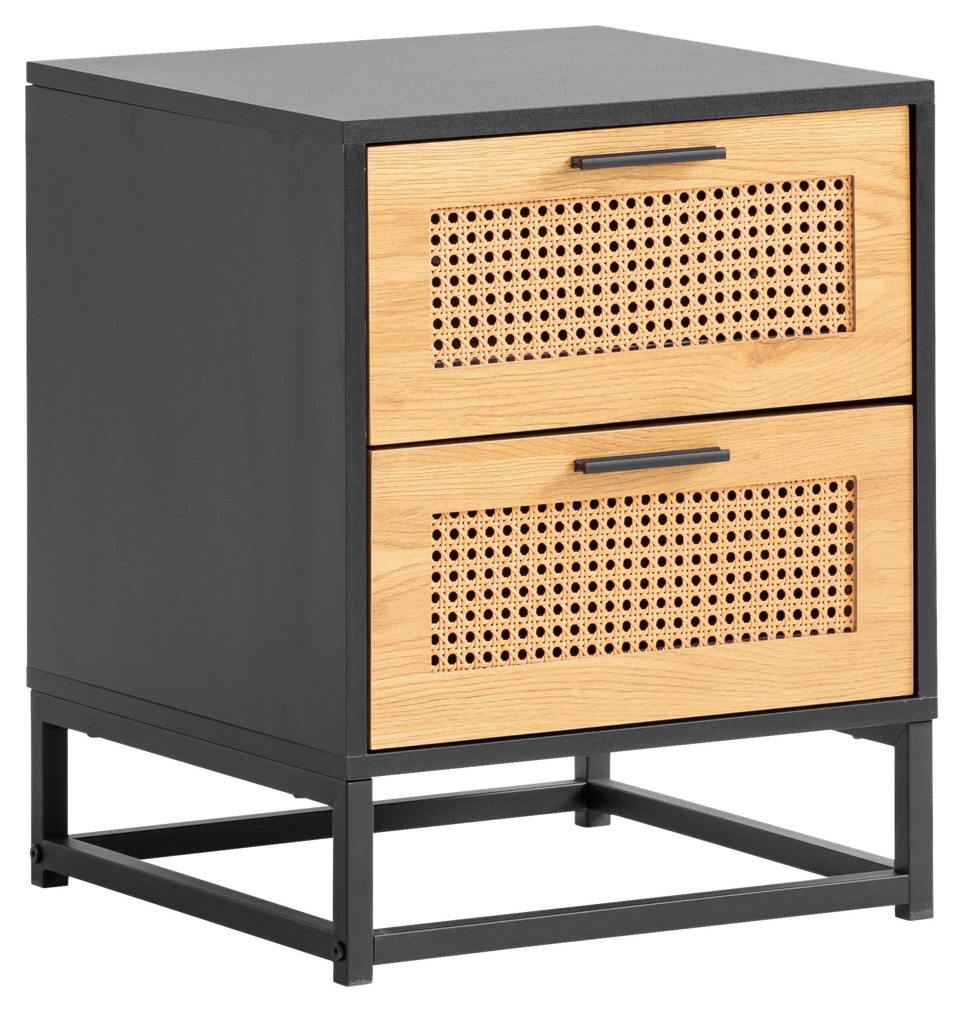 Nachttisch WL6.829 ca. 45x56x45 cm Schwarz - Schwarz/Braun, KONVENTIONELL, Holzwerkstoff/Metall (45/56/45cm) - Livetastic